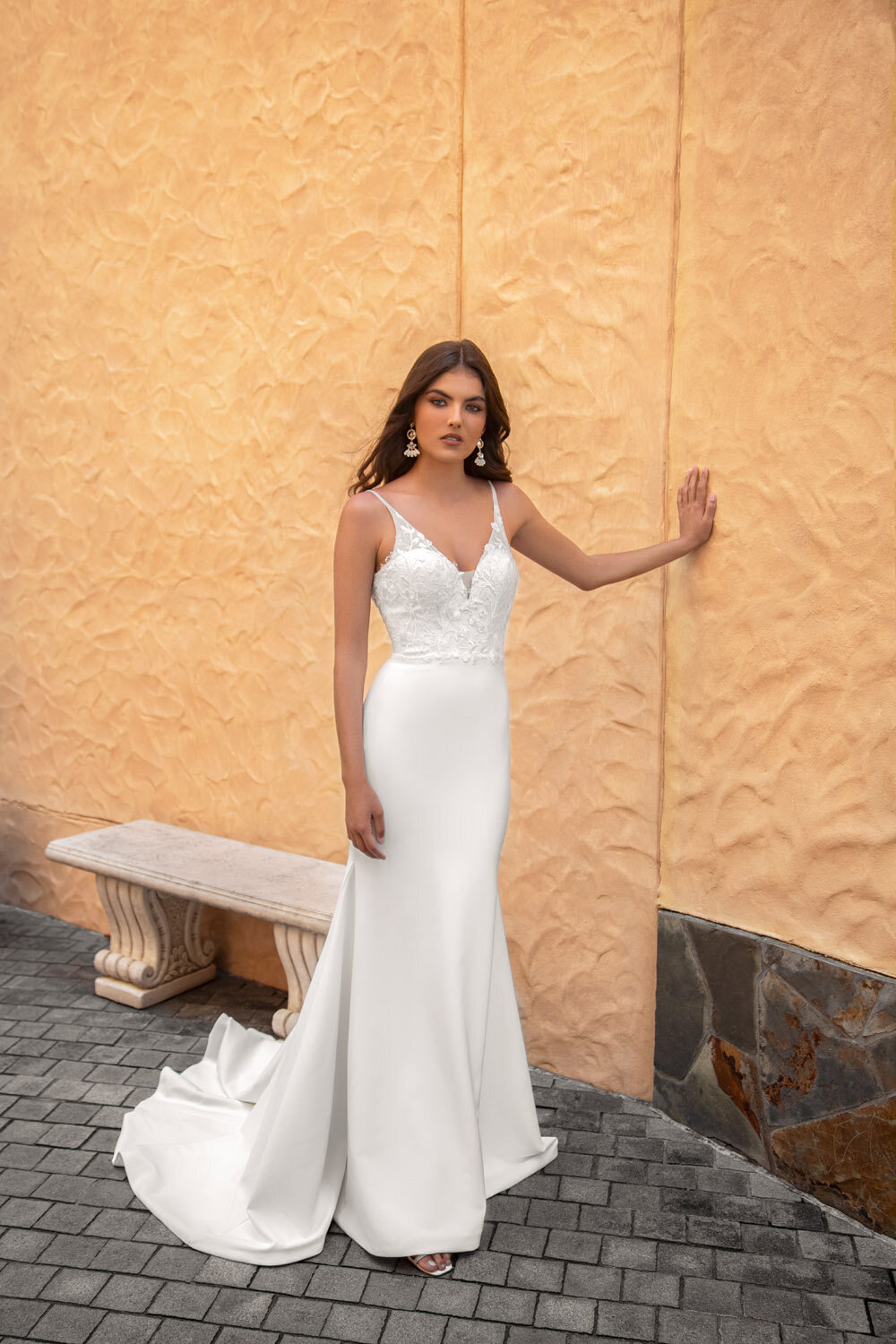 HARPER-GRACE-ML19601-DEEP-SWEETHEART-BODICE-WITH-ILLUSION-TULLE-AND-LACE-STRAPS-FITTED-CREPE-SKIRT-AND-MATCHING-VEIL-WEDDING-DRESS-MADI-LANE-BRIDAL