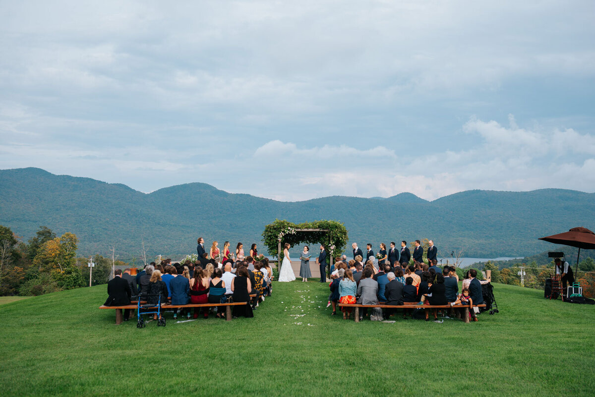 mountain top inn wedding ceremony with mountain view at mountain top inn in chittenden vermont