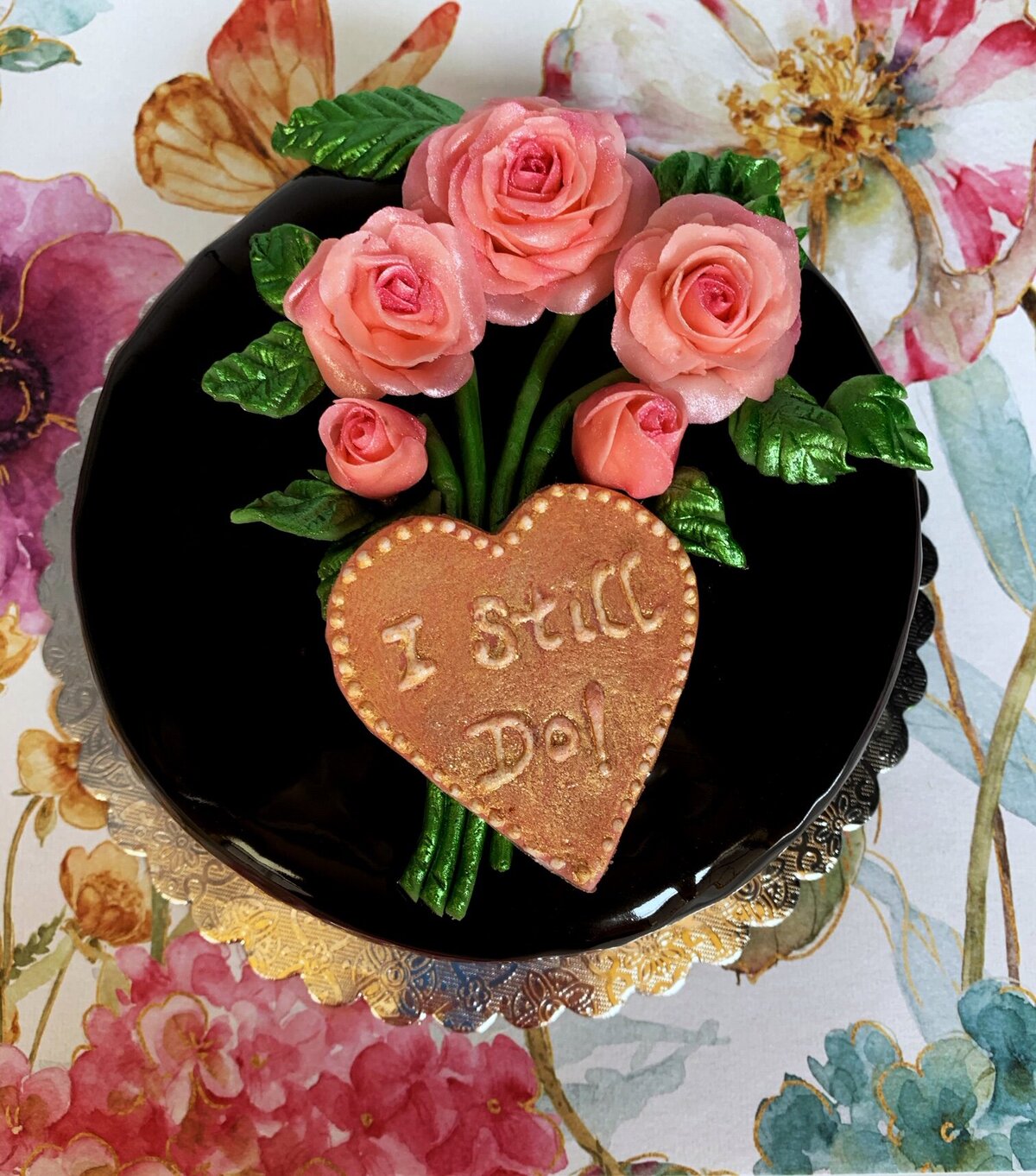 rose anniversary cake
