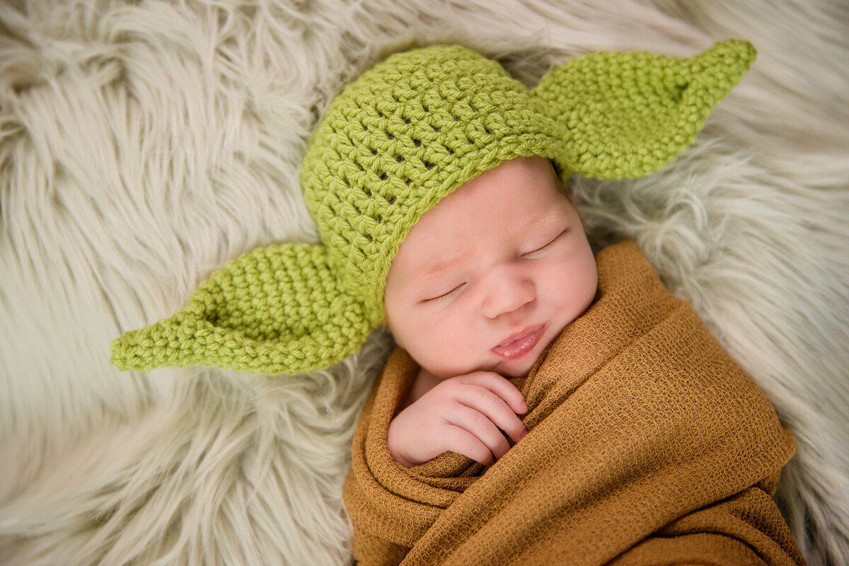 Newborn session inspired by Yoda from Star Wars