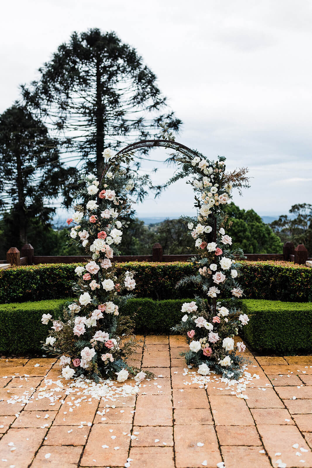 Romantic ceremony backdrop - Flaxton Gardens