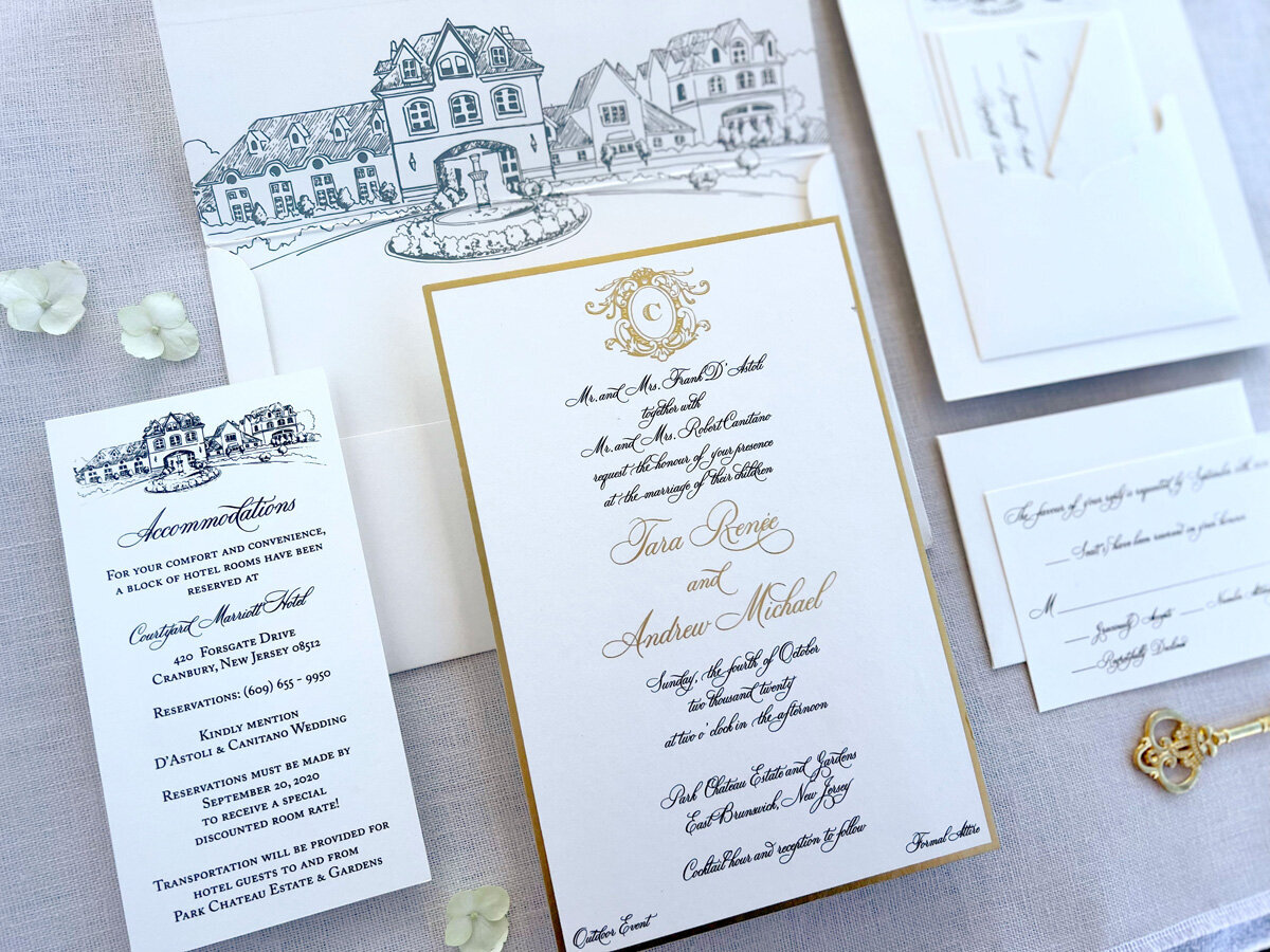 wedding stationery custom invitation suite plume and stone 77