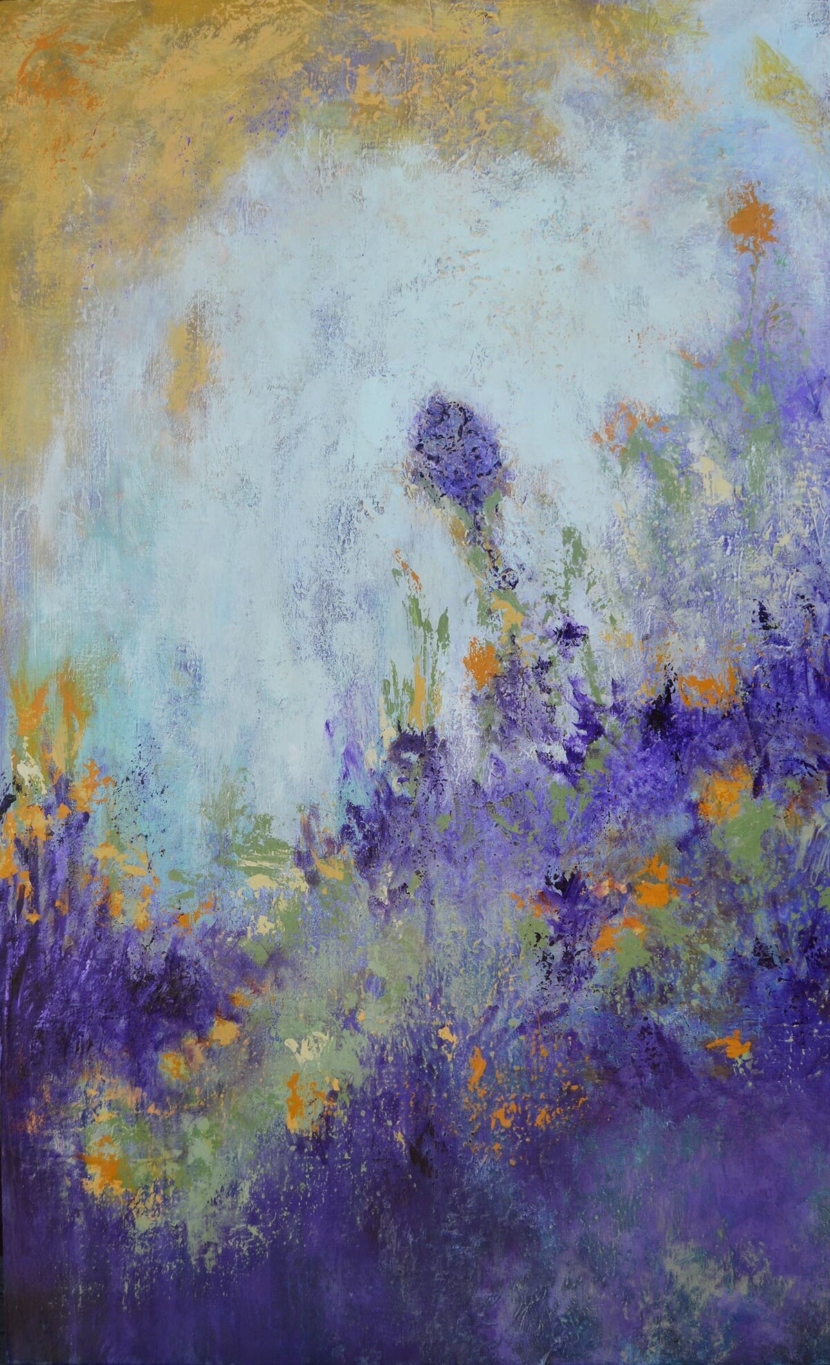 Andrea_Cermanski_Repose_Purple_Yellow_Flowers_Abstract_Acrylic_Painting
