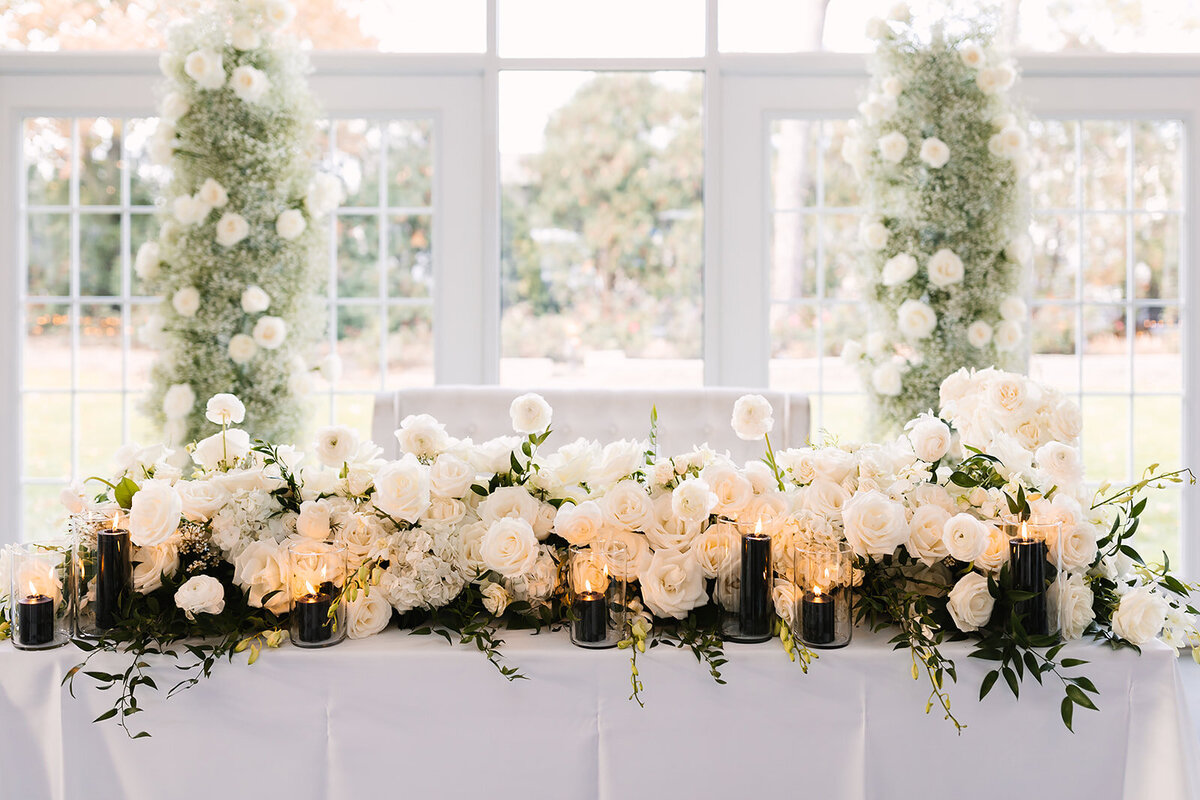 white wedding florals