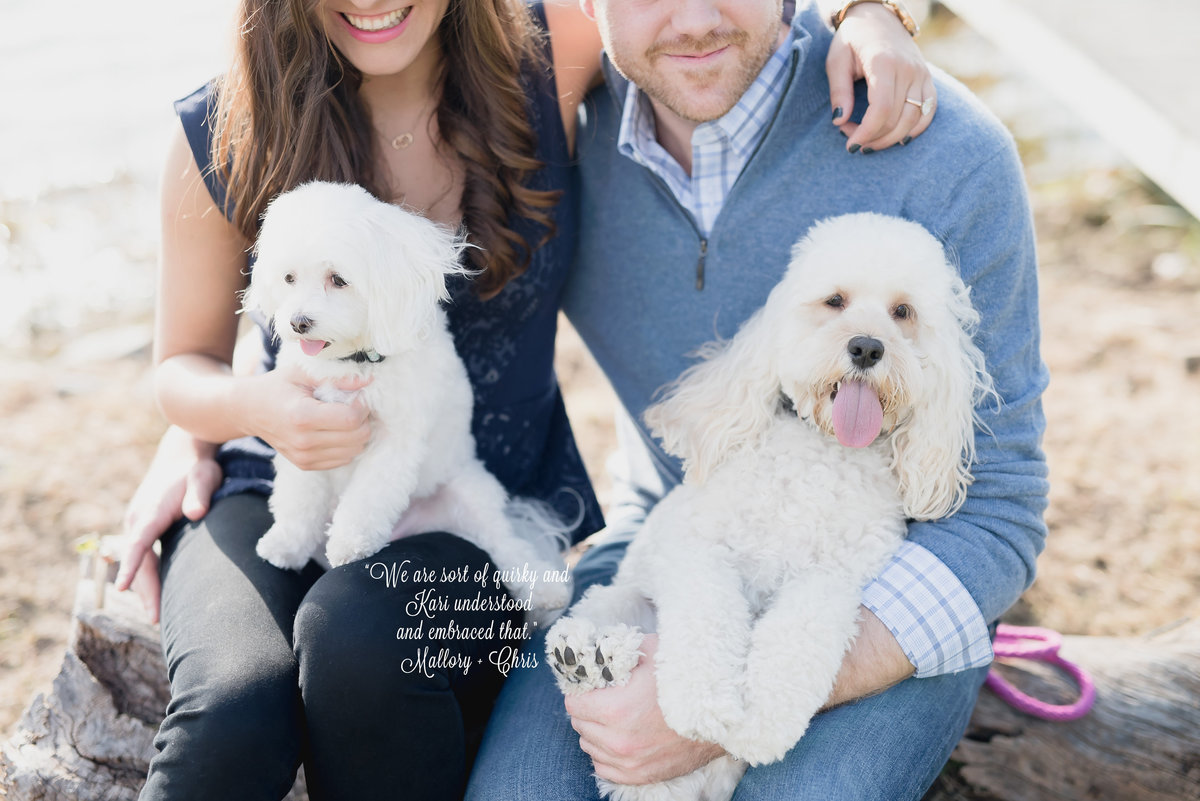 lake house engagement photos with dogs