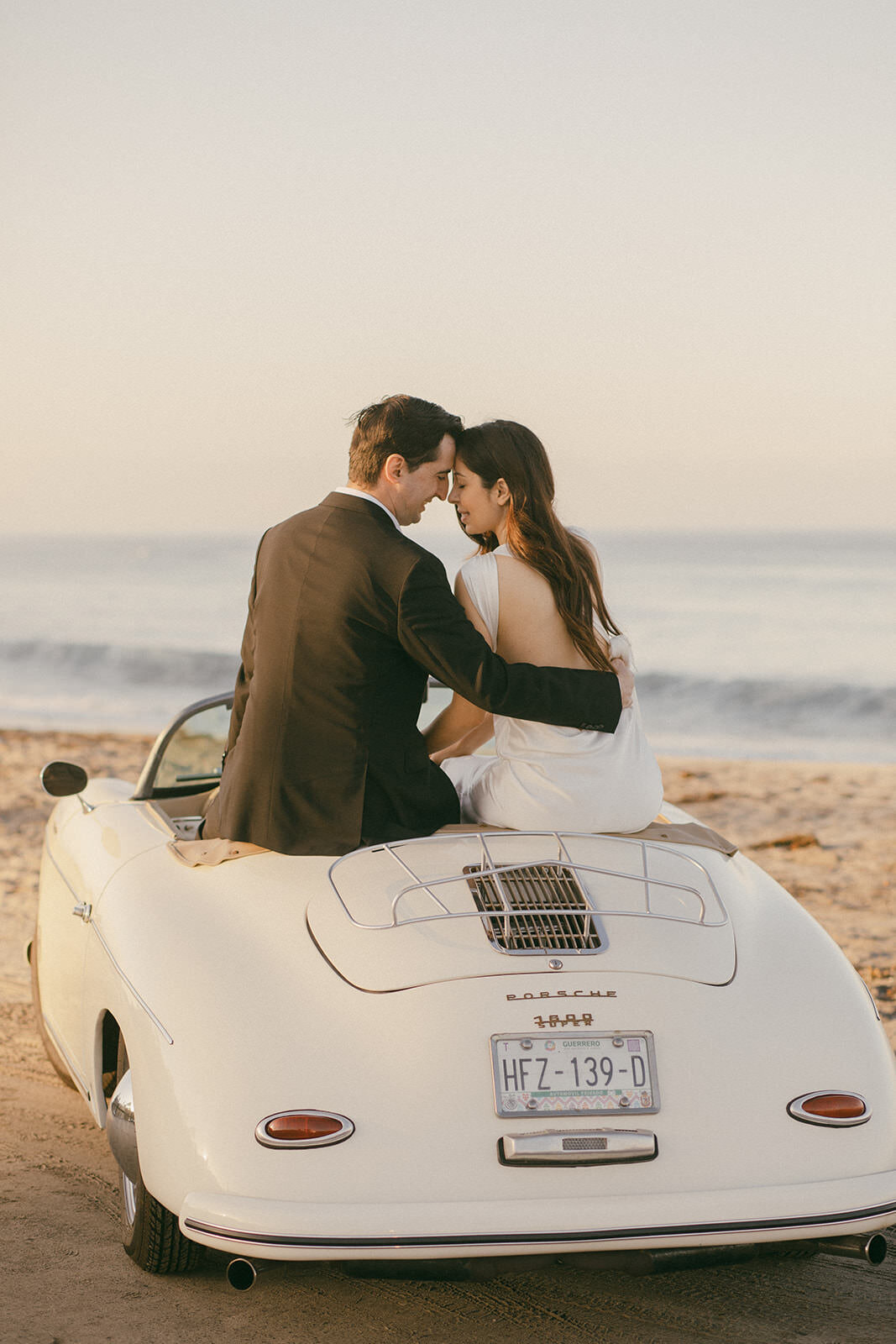 Beach engagement with vintage car Emma Lauren Photos Southern California Wedding Photographer -73
