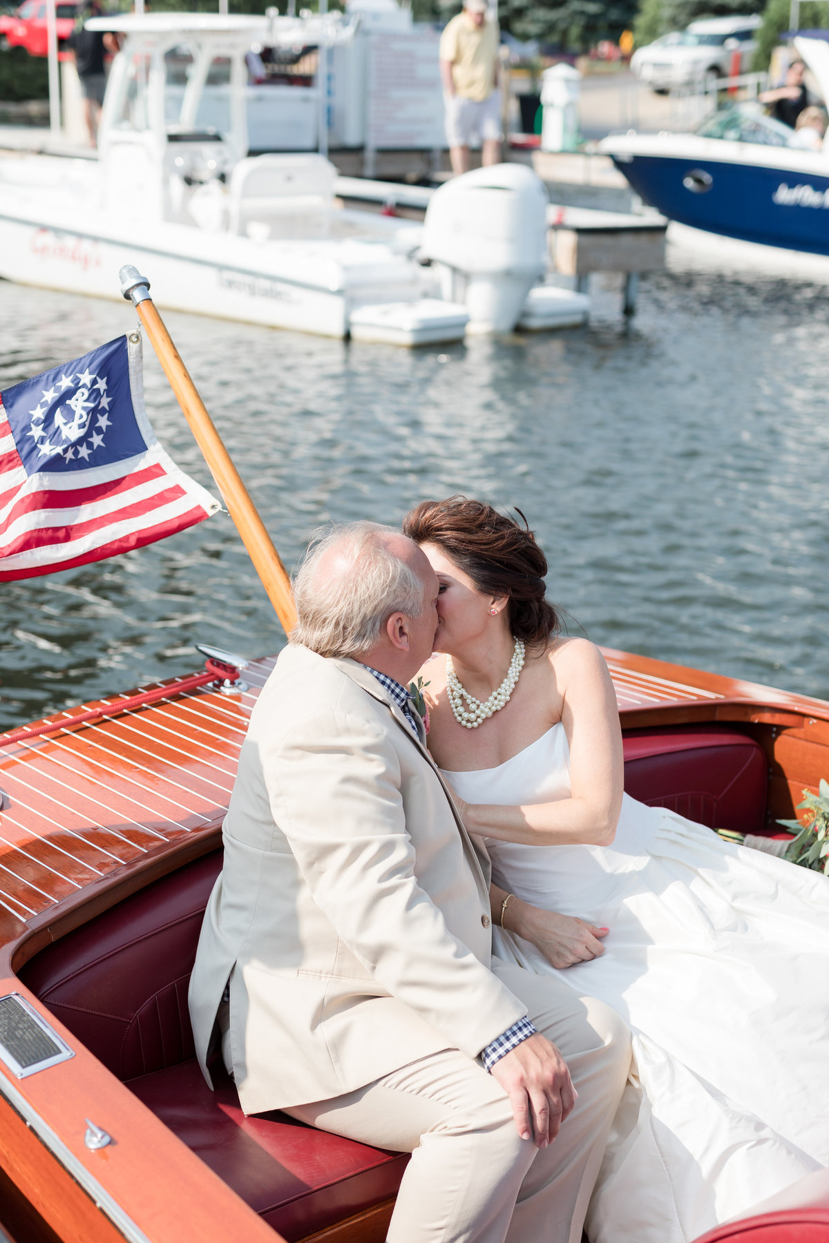 Lake Geneva Boat Wedding Portrait