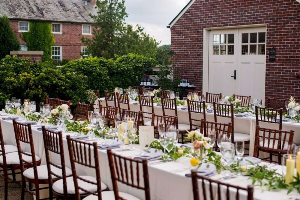 Al fresco dinner on the outdoor terrace at a luxury Italian inspired Chicago North Shore wedding.