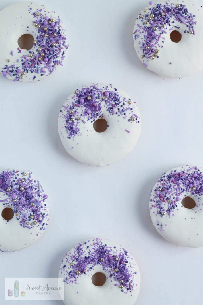 white and purple donuts