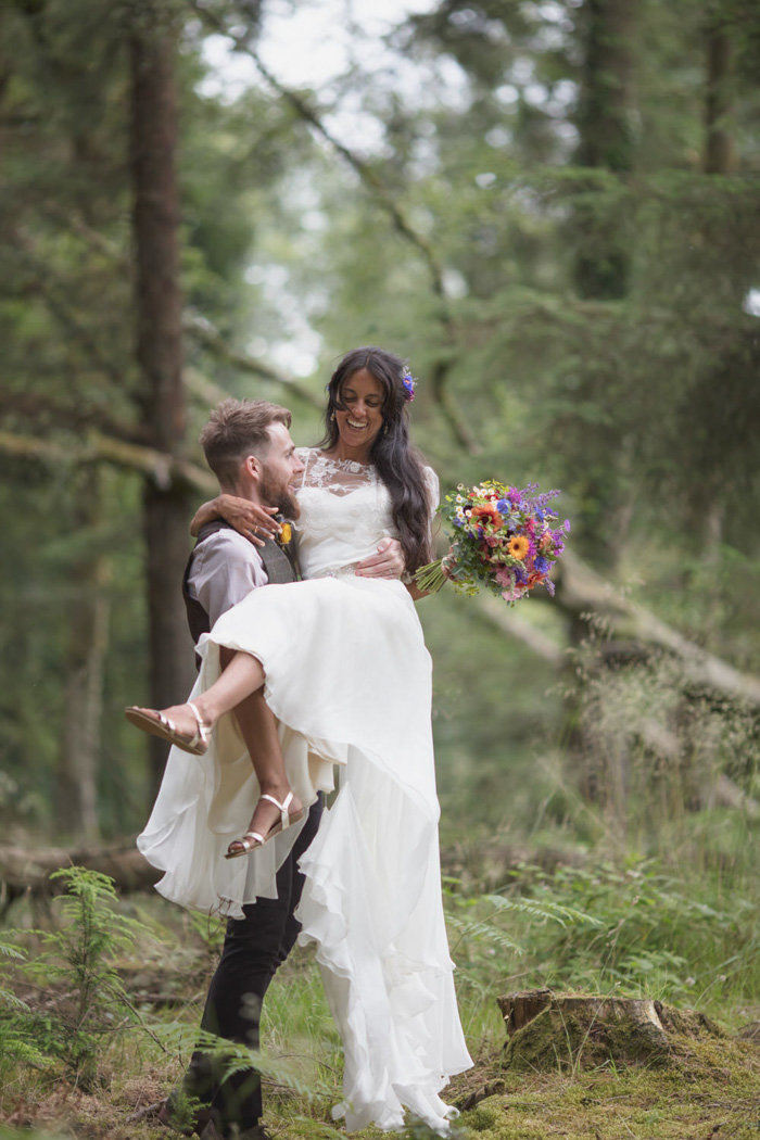 Natural wedding photo at Middle Coombe Farm Devon
