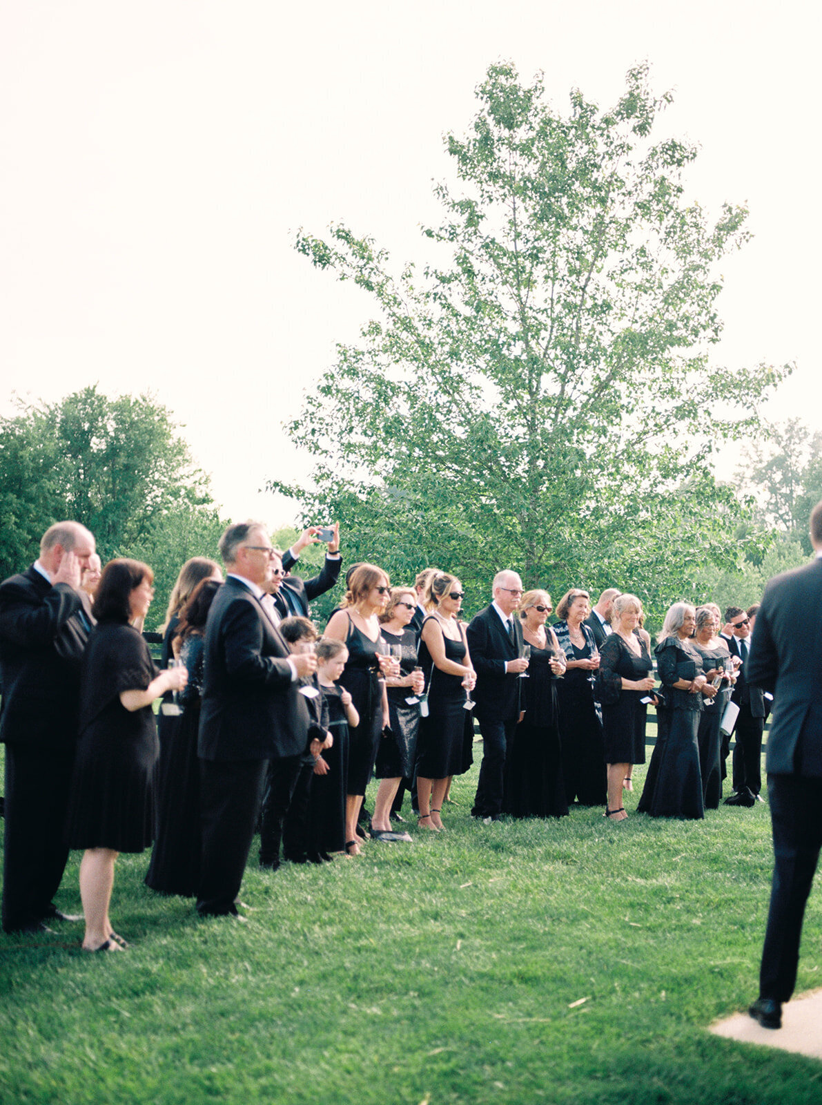 wedding guests wearing all black for a lavish wedding celebration in middleburg, va.
