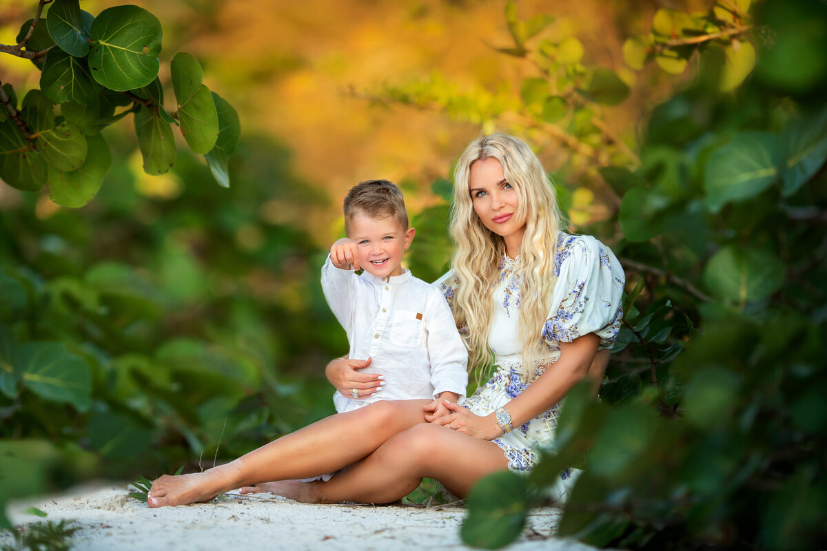 Golden light during mommy and me session at the Naples Florida beach
