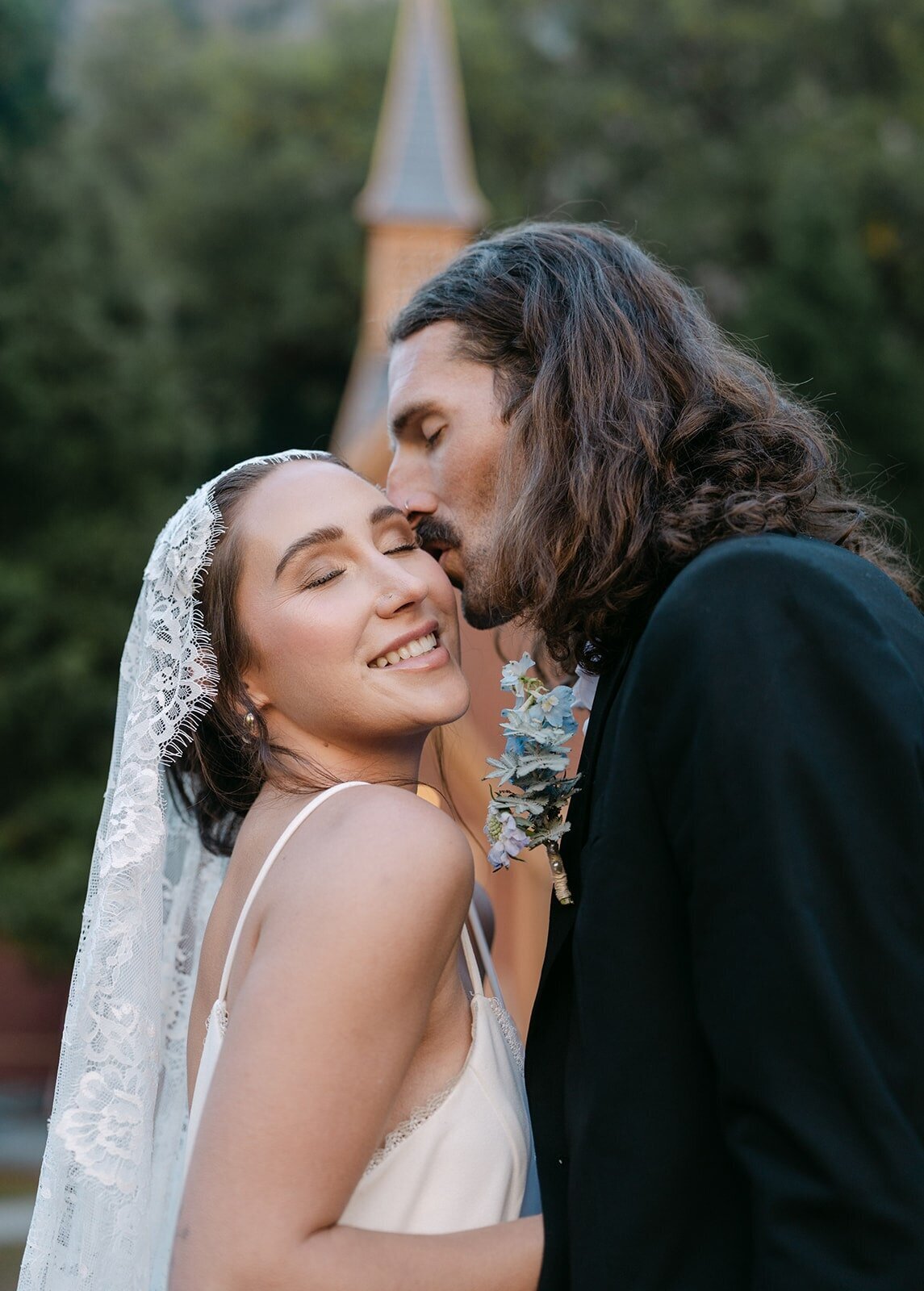 Yosemite Valley Elopement Kissing Bride