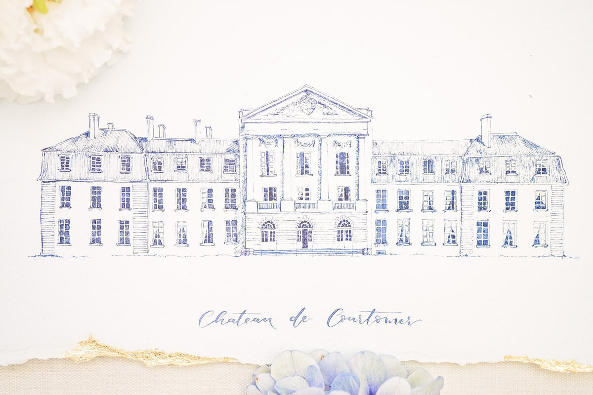 05 Chateau_de_courtomer_wedding_stationery_Blue_Peach_Gold_Victoria_Amrose  (7)