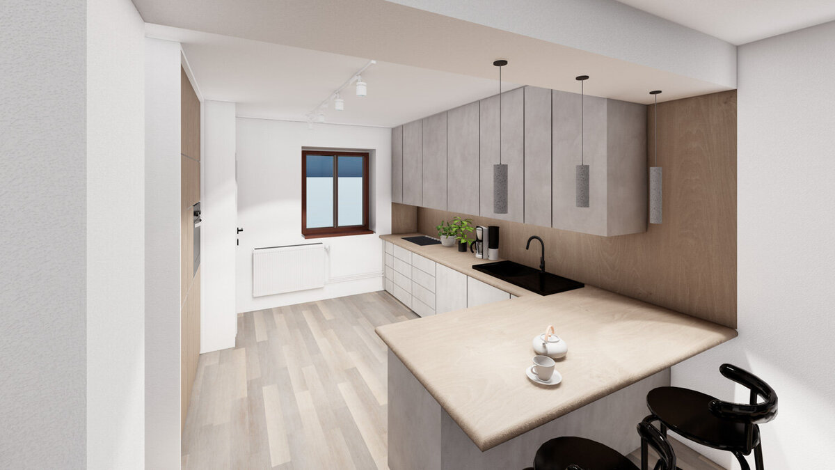 návrh interiéru bytu kuchyňský kout