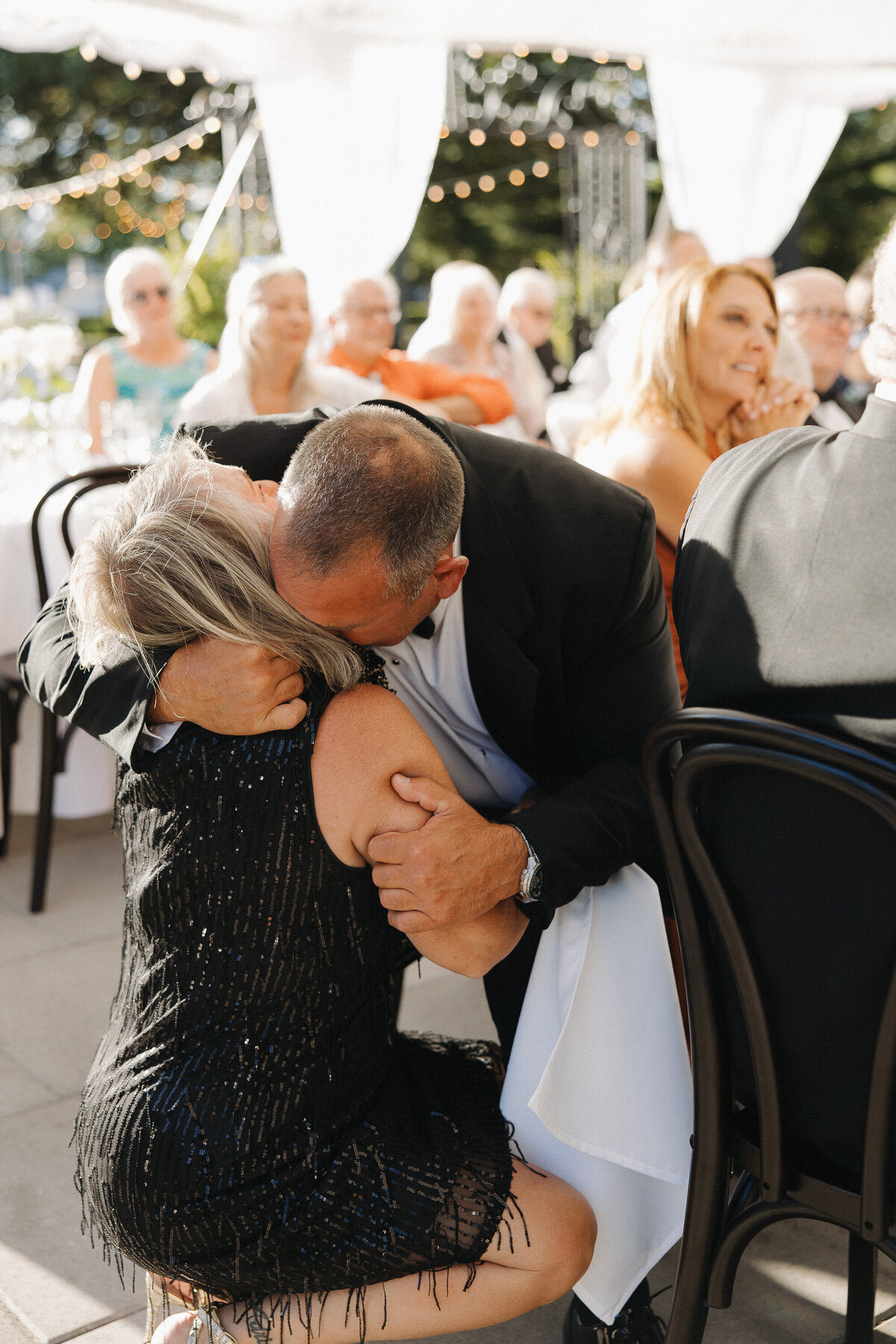 family crying during speeches at new haven ct wedding 