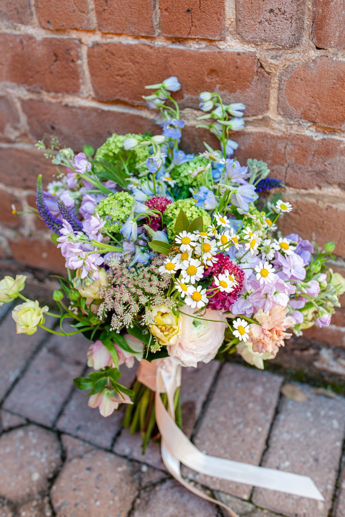 flowers for wedding with brick background