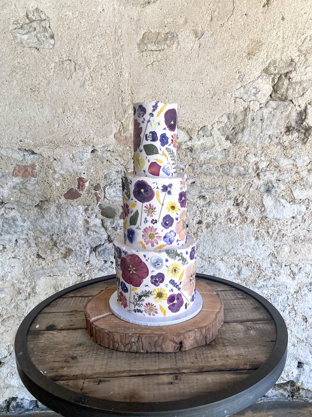 Full coverage edible flower wedding cake