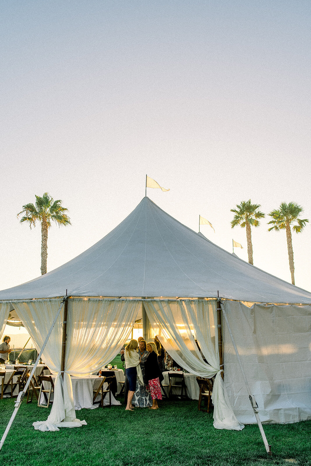 Wedding reception tent at Dolphin Bay Resort in Pismo Beach, CA