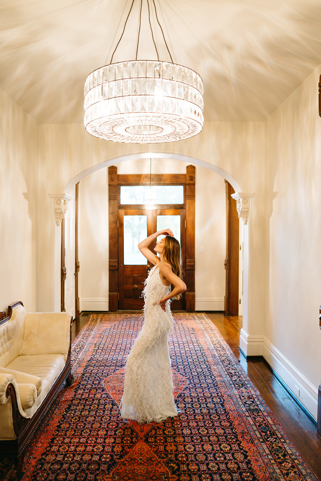 Heartland of Versailles - Historic Victorian Wedding Venue in Kentcuky - Bride in Entry Hall