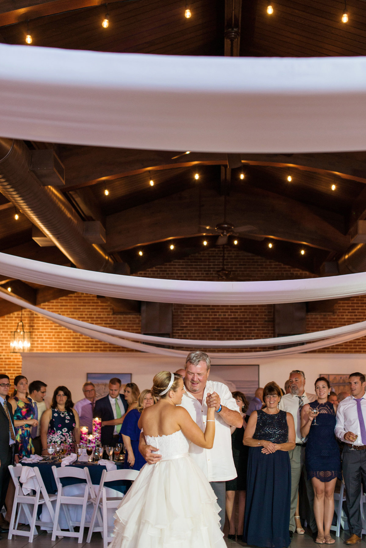 photo of bride dancing with dad during wedding reception at Pavilion at Sunken Meadow