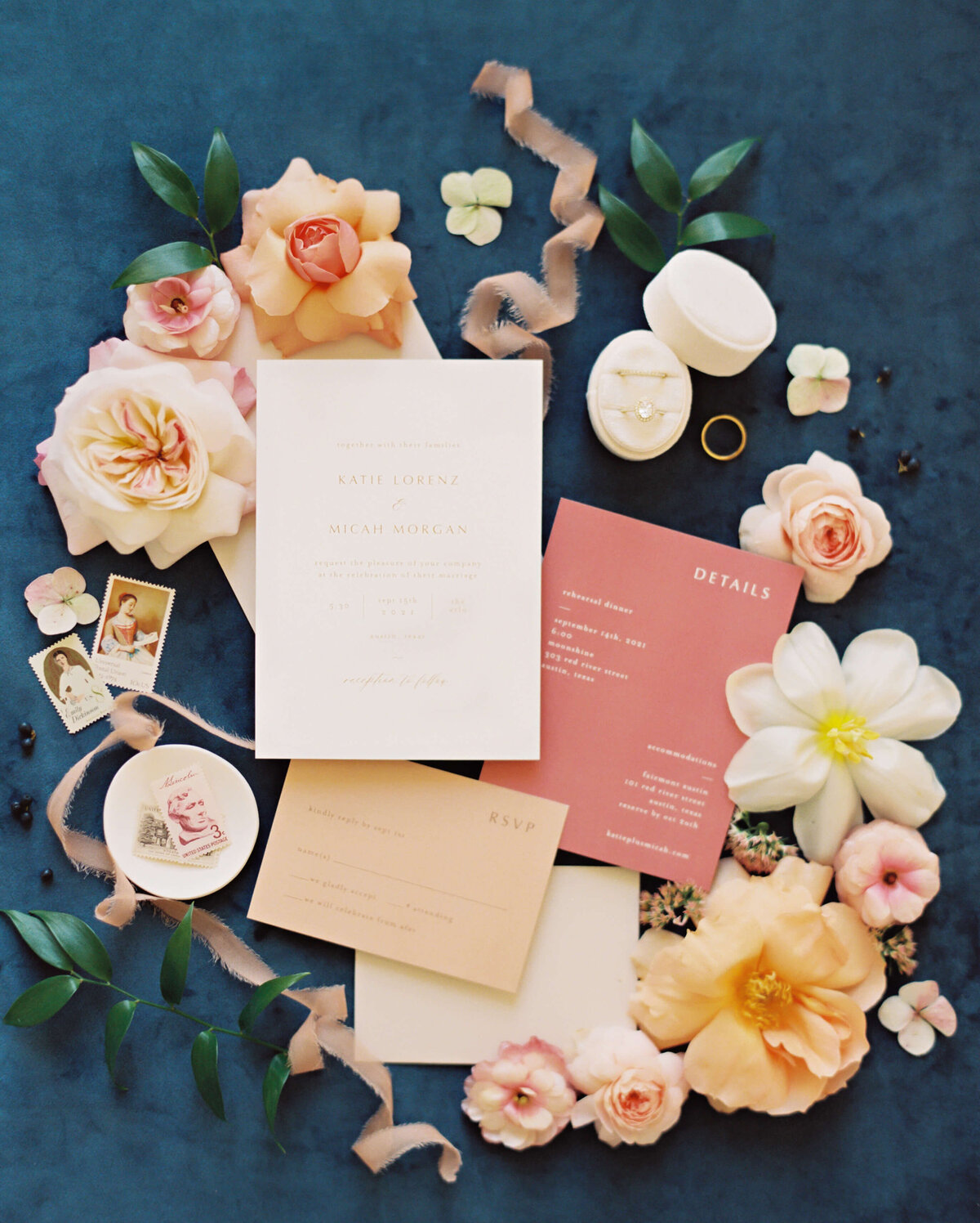 Mauve and blush wedding invitations
