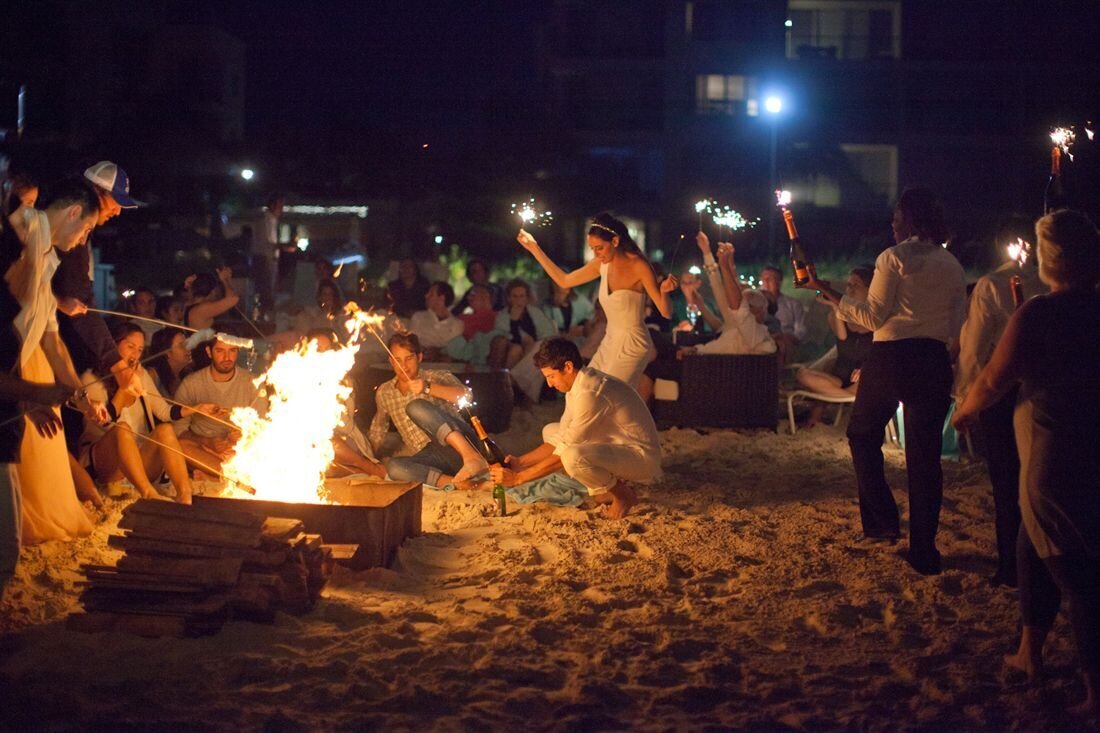 Wymara Resort Wedding Bonfire On Beach