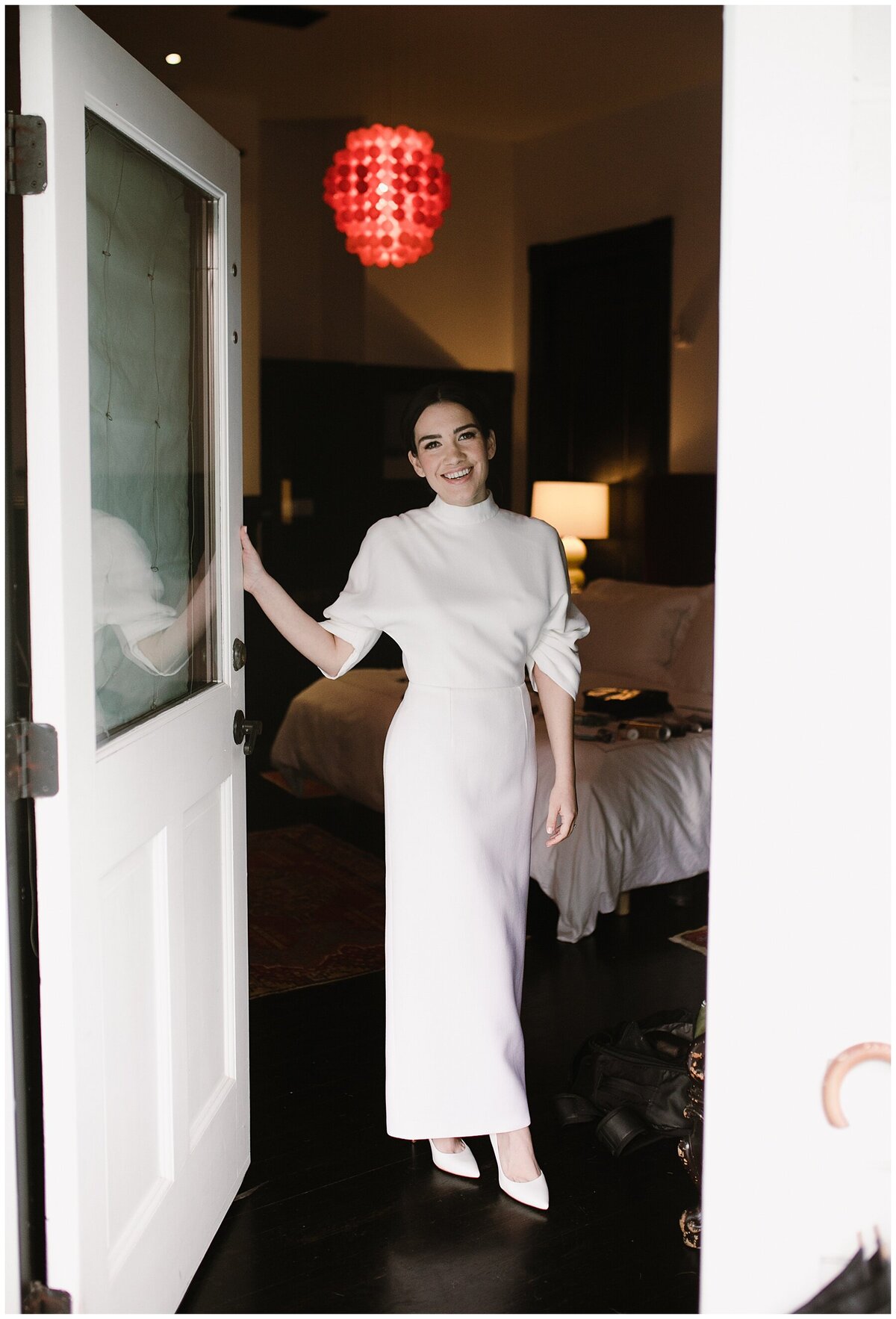 Bride standing in the doorway at Hotel Cecilia Austin