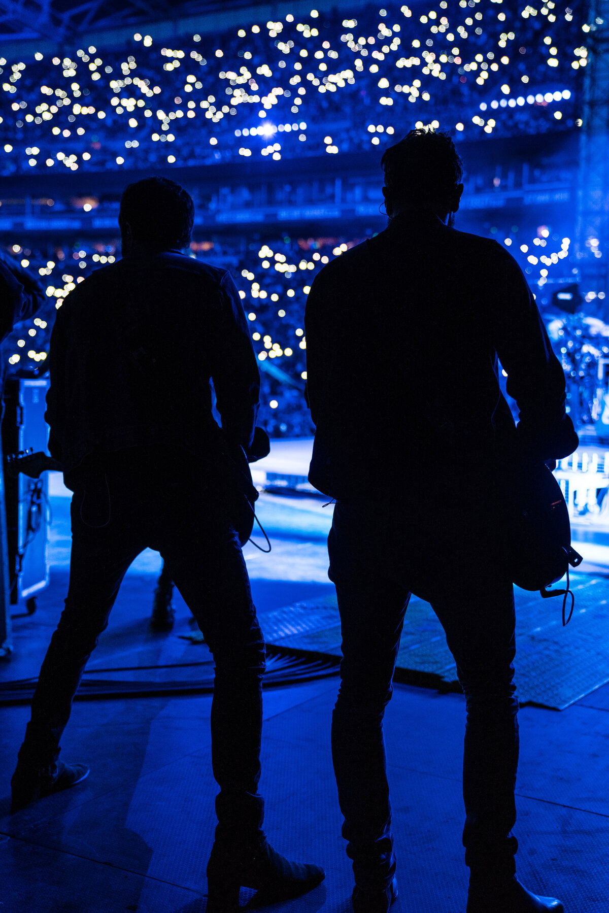 Old Dominion standing side stage before a concert in Denver