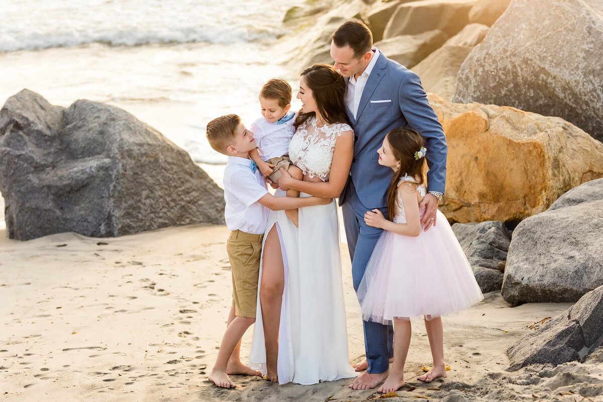 Family portrait at elopement in Carlsbad