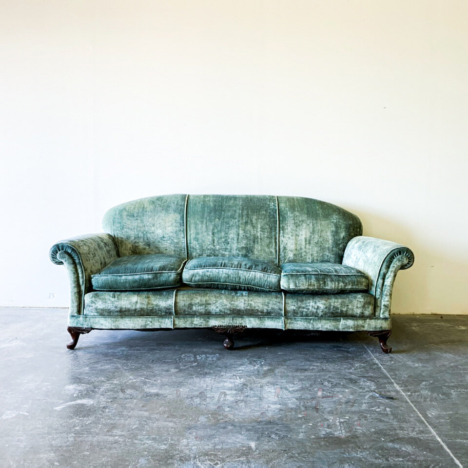 Turquoise Velvet Vintage Sofa