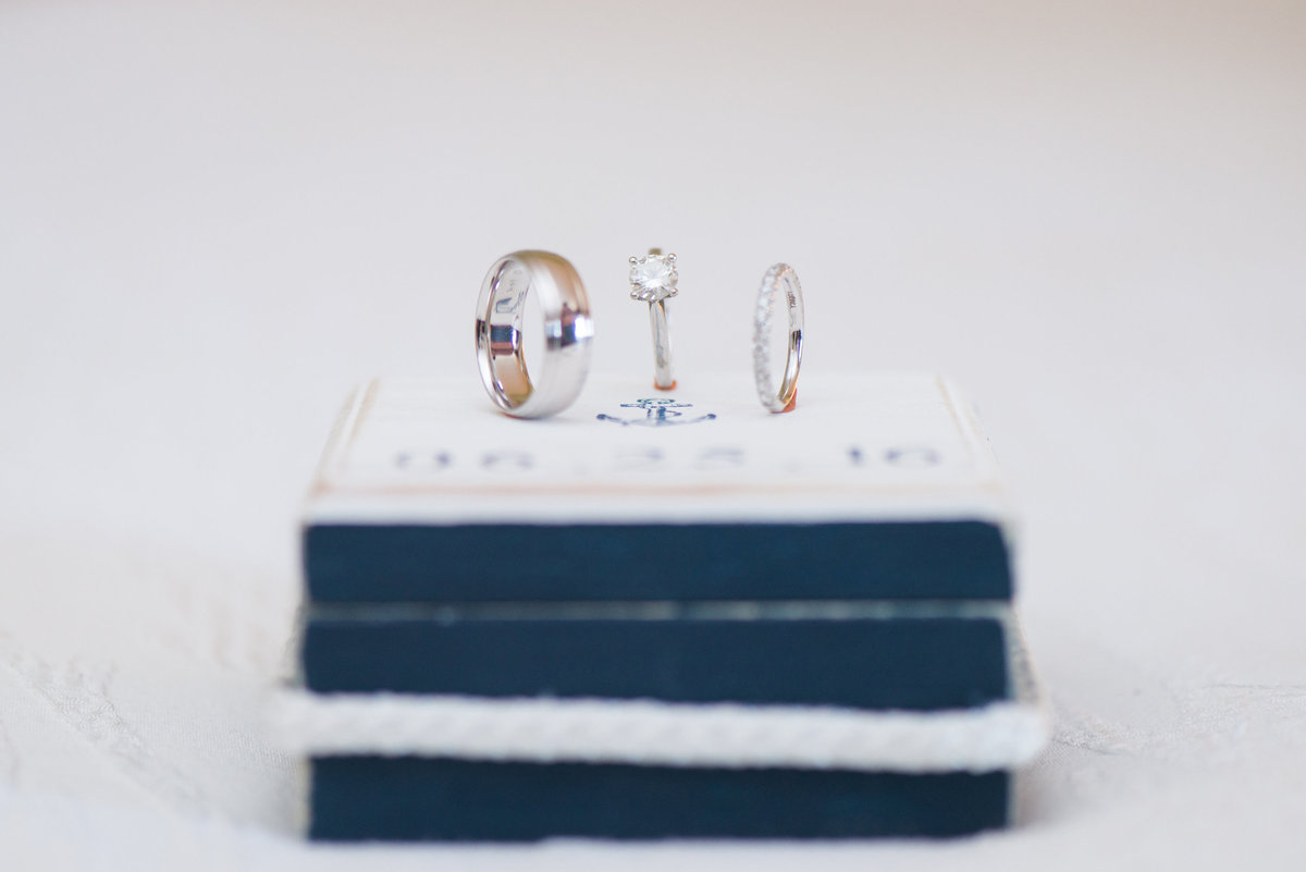 photo of wedding rings from wedding at Pavilion at Sunken Meadow