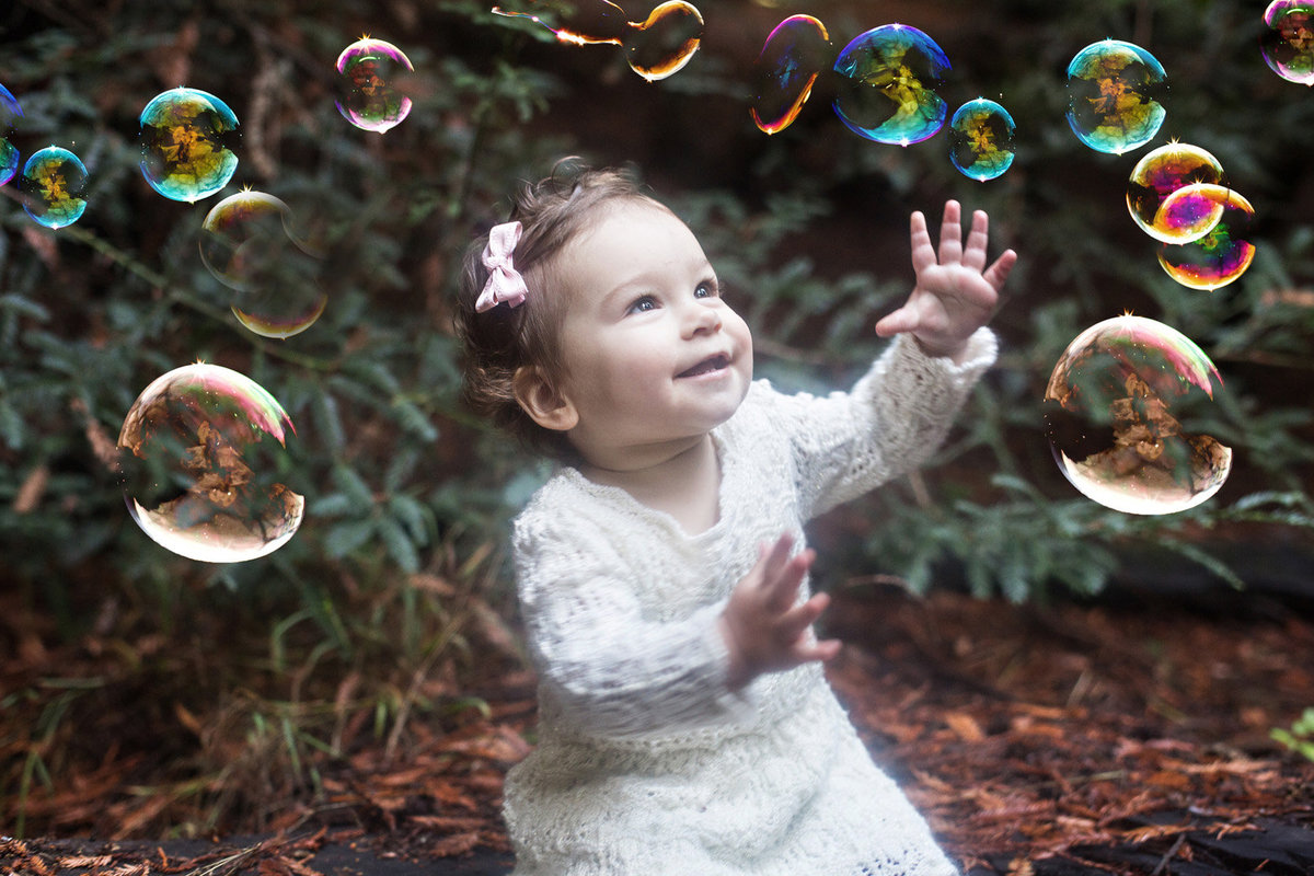 baby and bubbles