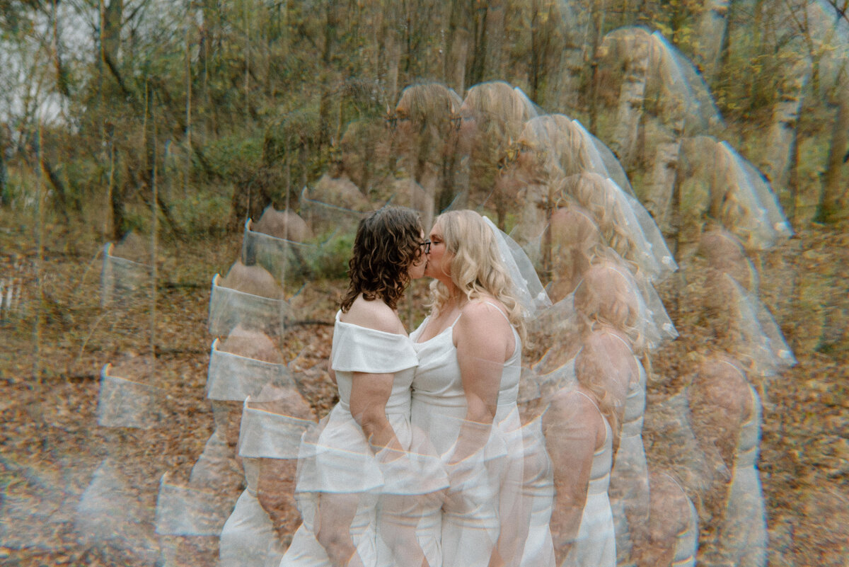 an artistic moment with two brides