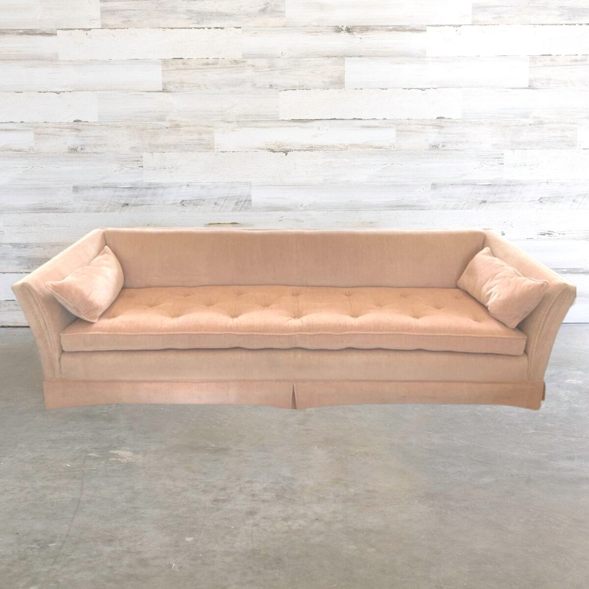 Pink  corduroy mid century modern sofa