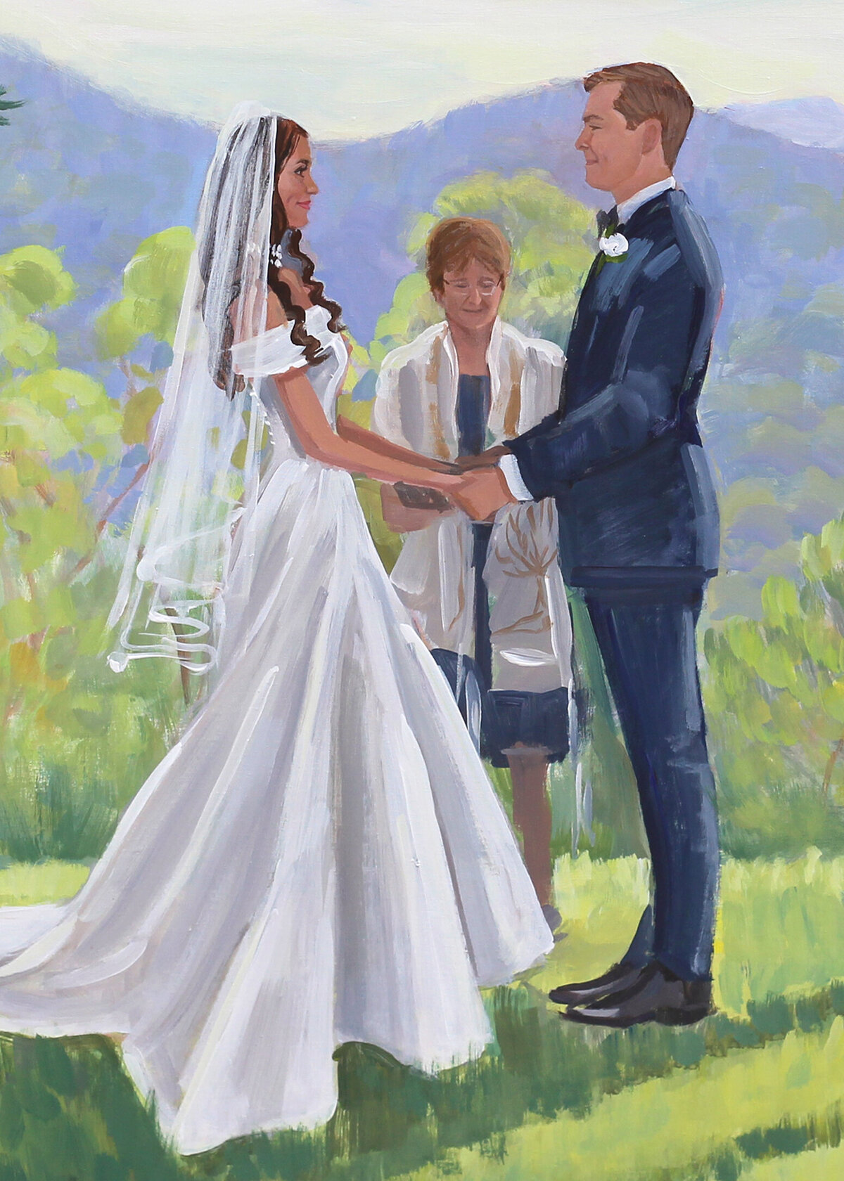 Charlotte and Jake, Delaplane, VA, LIve wedding painting, detail