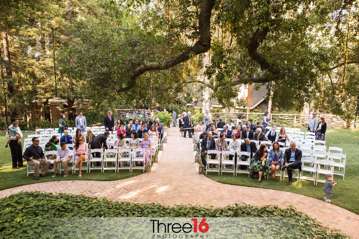 Guests taking their seats at a Calamigos Ranch wedding