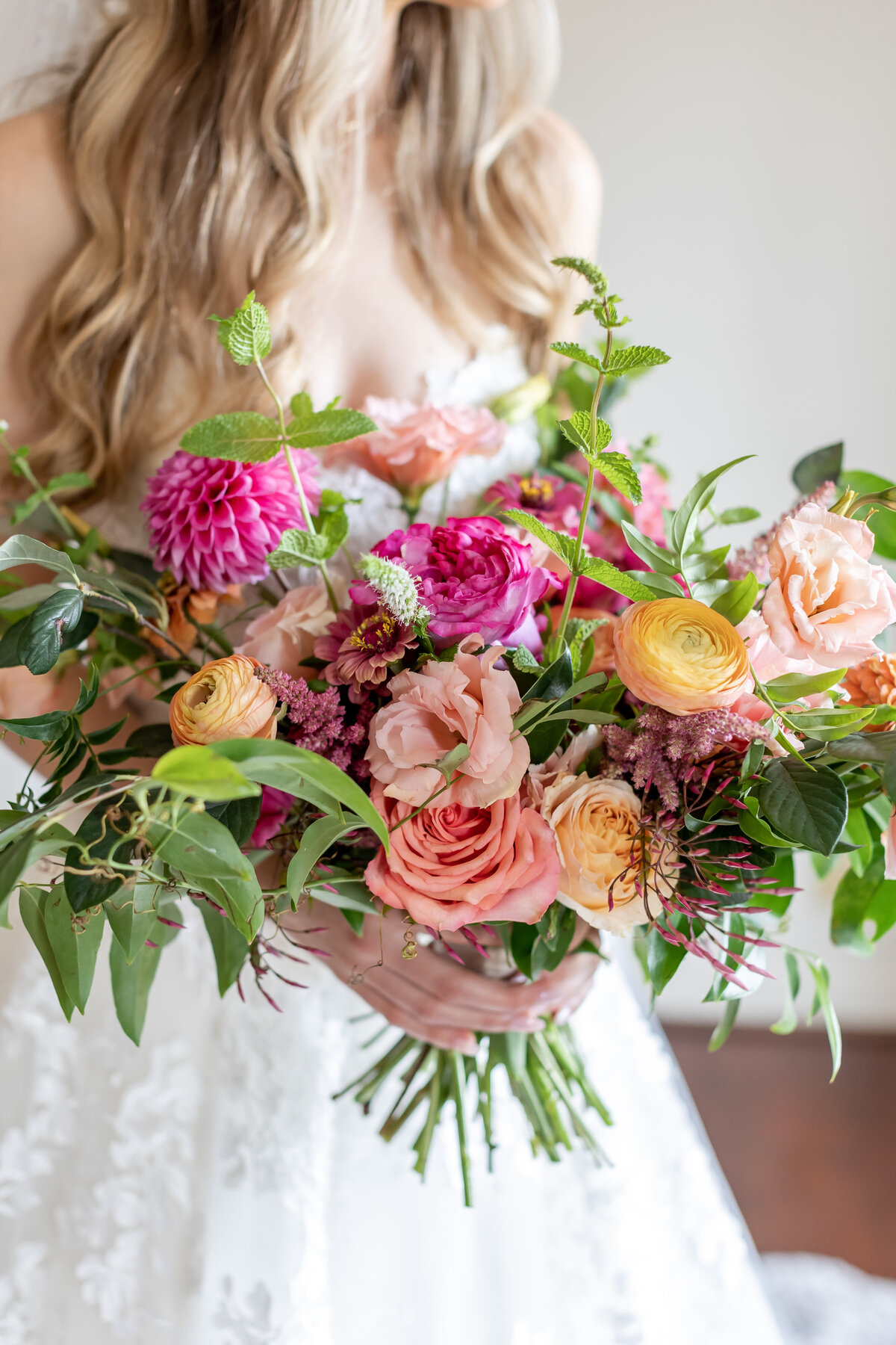 Large Bridal Bouquet with orange, pink, and  green