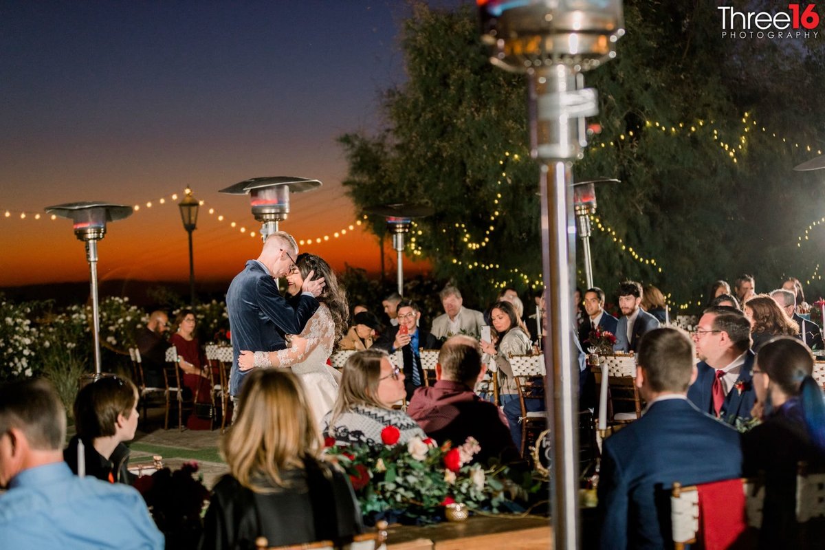 Bride and Grooms first dance under the stars at night