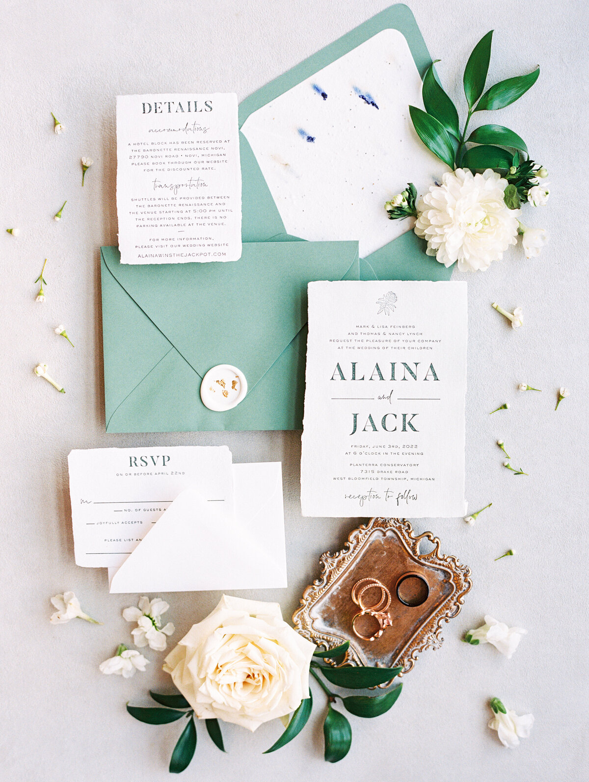 handmade paper botanical wedding suite