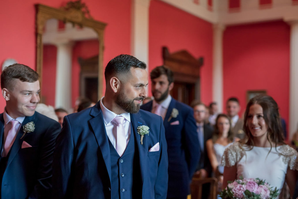 Groom waiting for Bride at Buckland House Wedding in Devon
