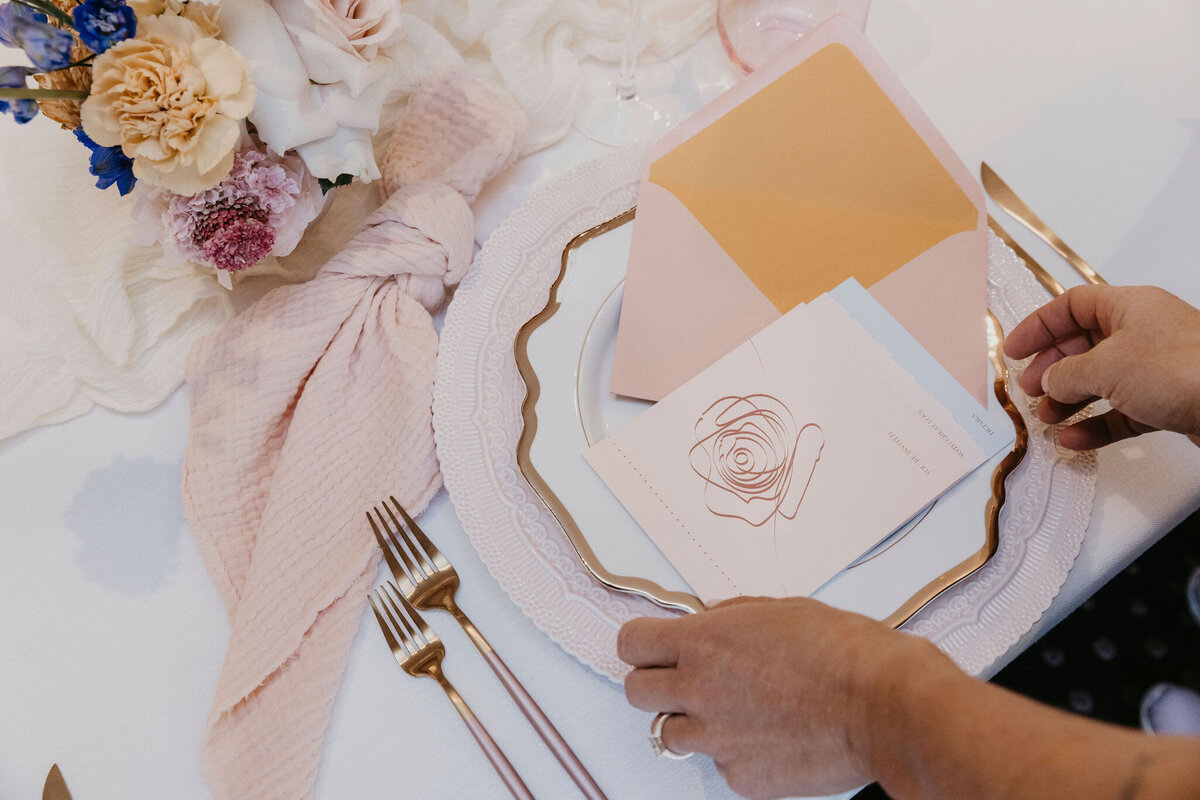 Peach pastel wedding invitations