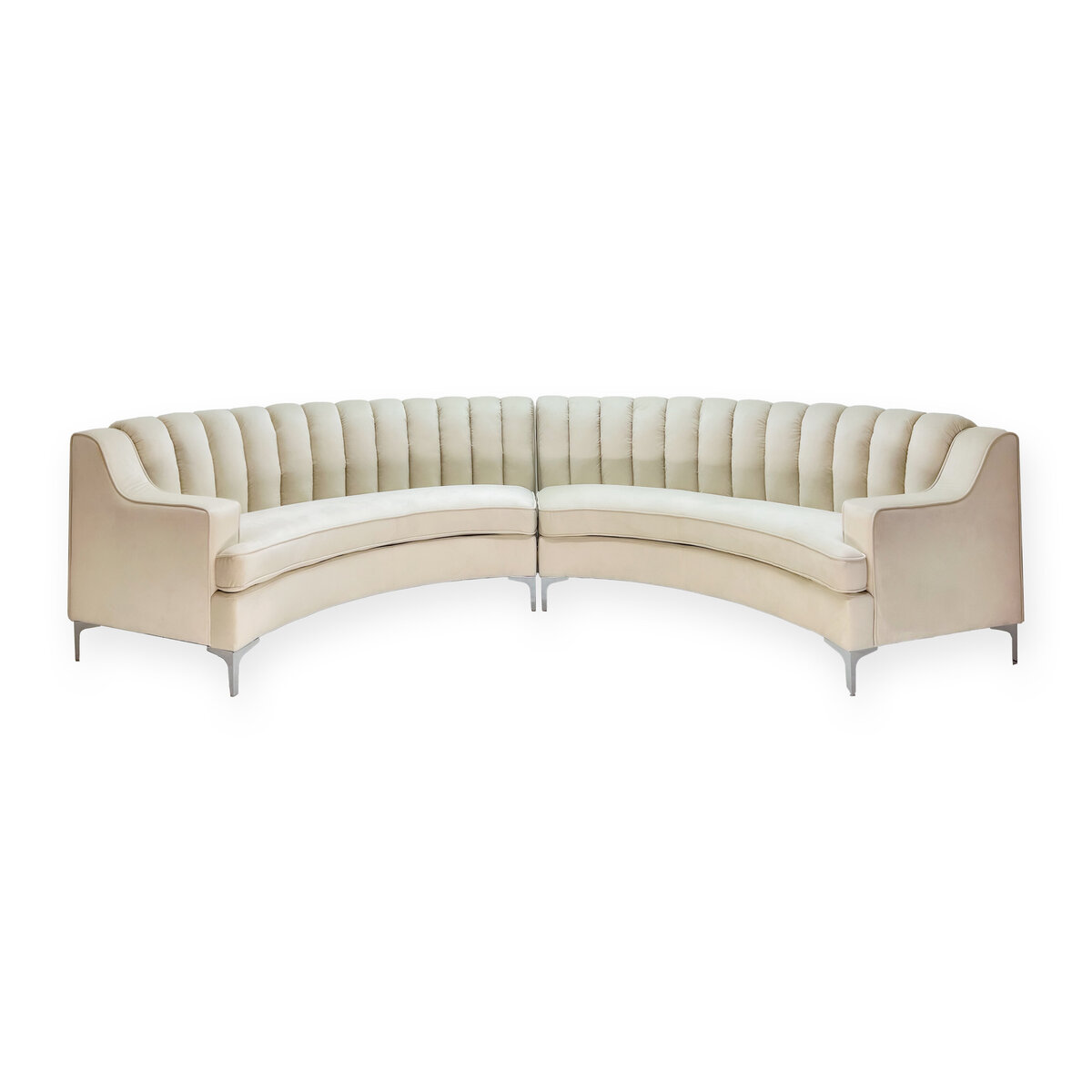 Mood Events_Channing Curved Channel Cream Velvet Sofa