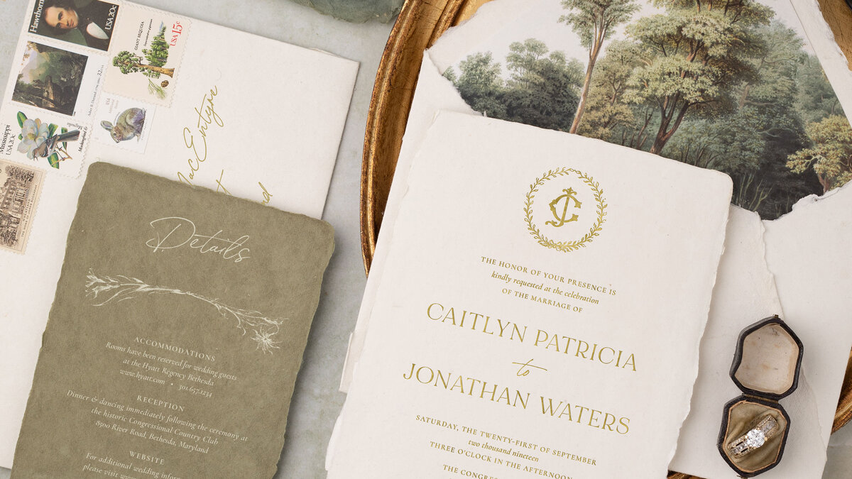 Custom classic wedding invitations
