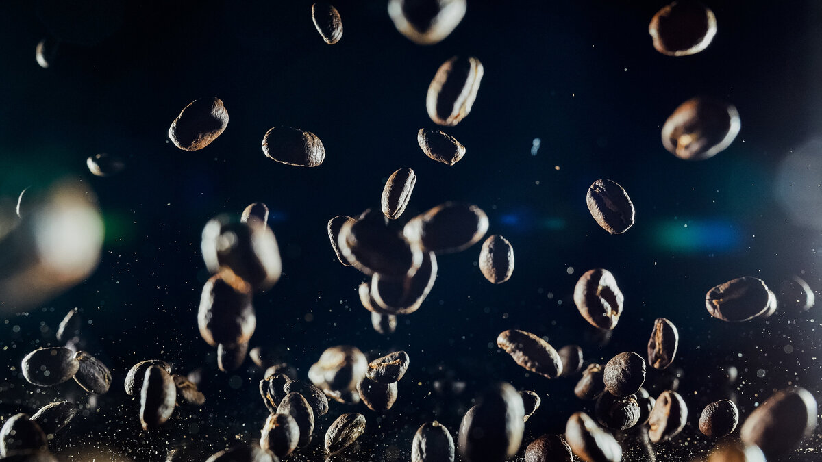Coffee beans falling down
