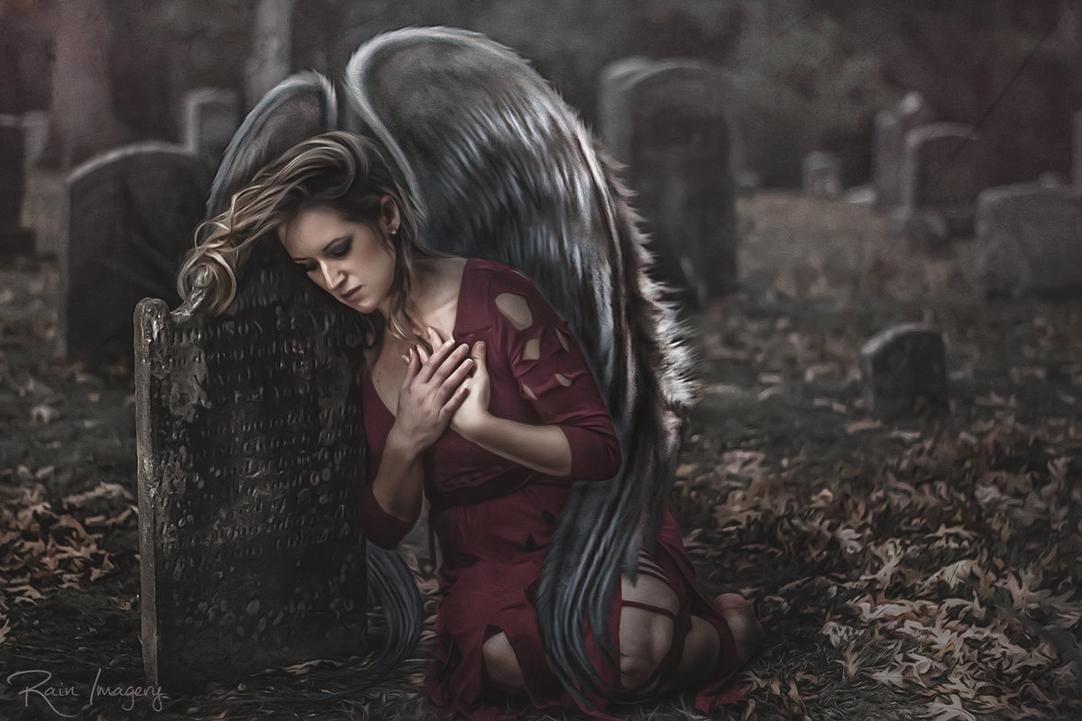 Photo art of an Angel at  a Grave in Virginia