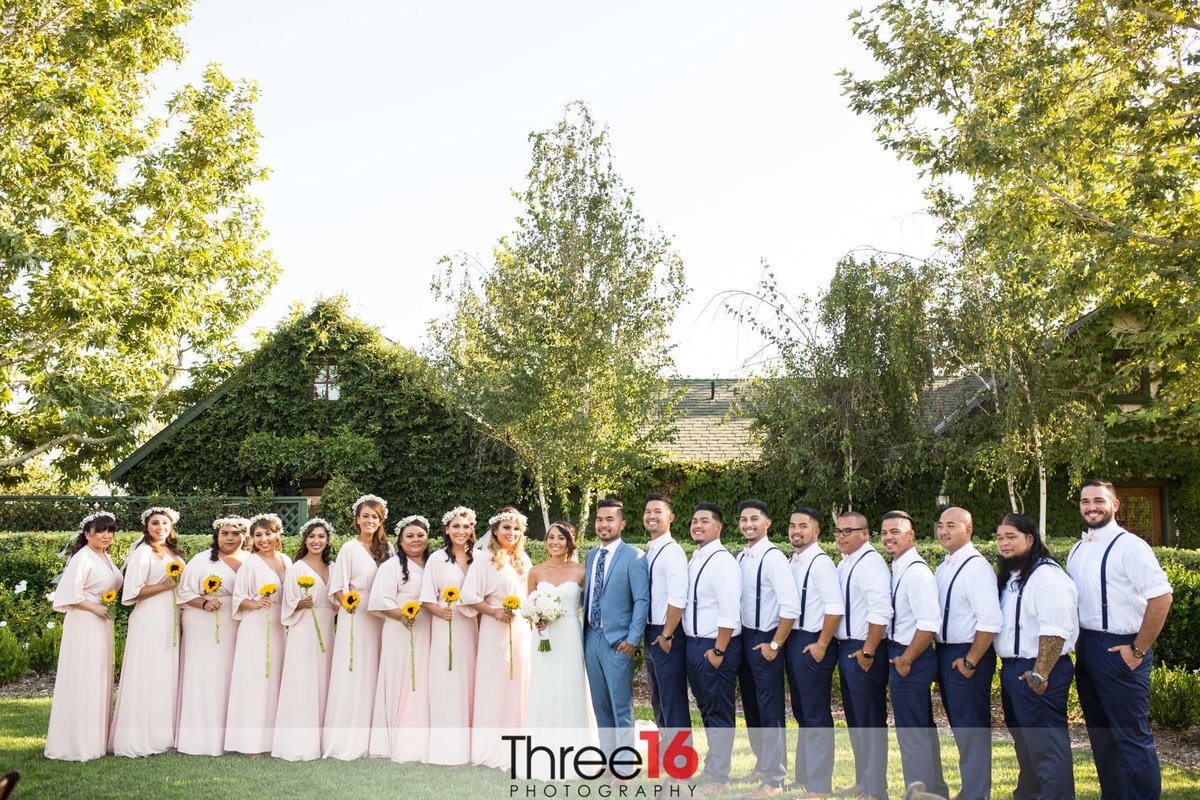 Bride and Groom poses with their bridal party