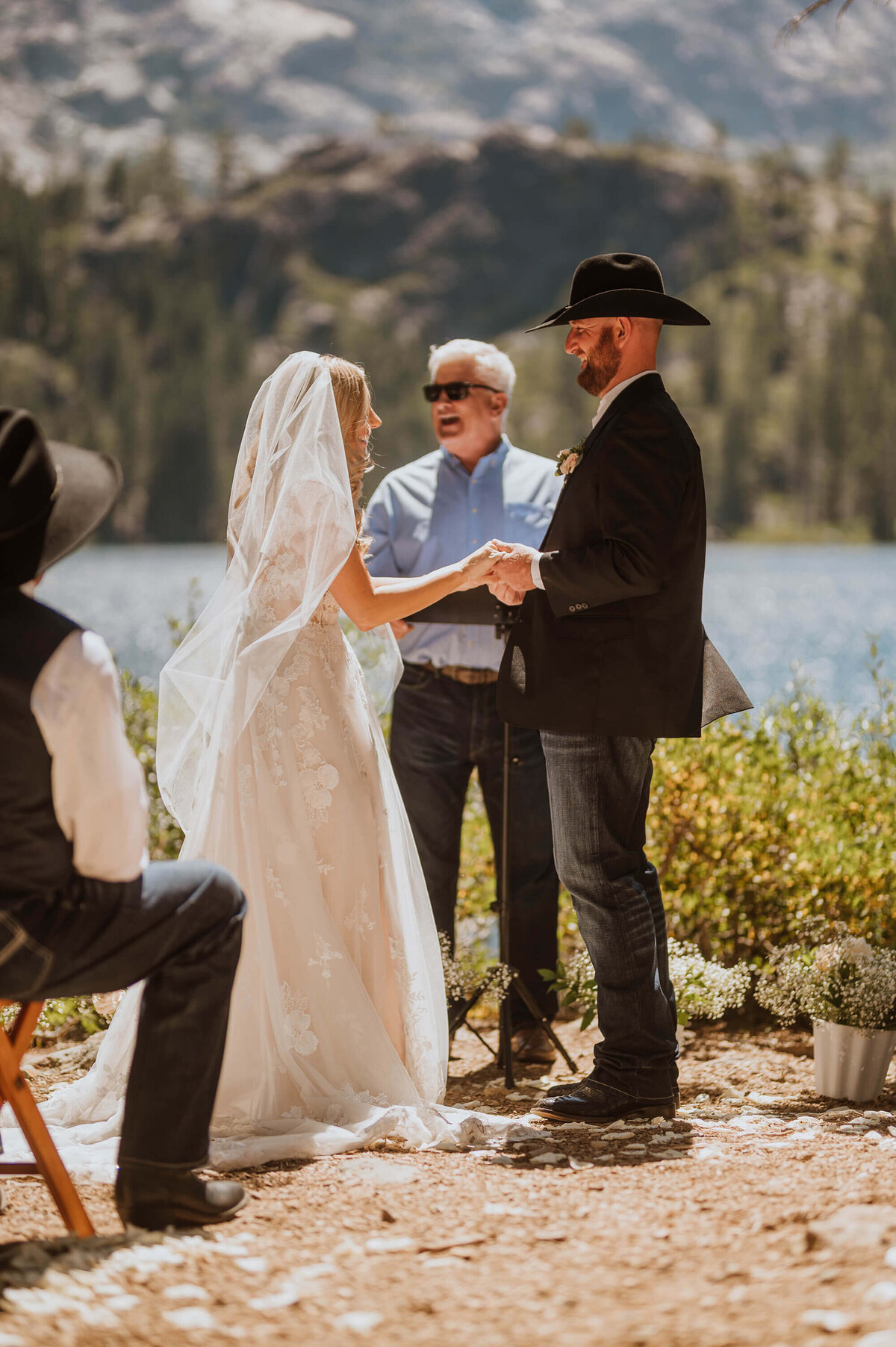 A wedding ceremony at Sardine Lake in Tahoe.