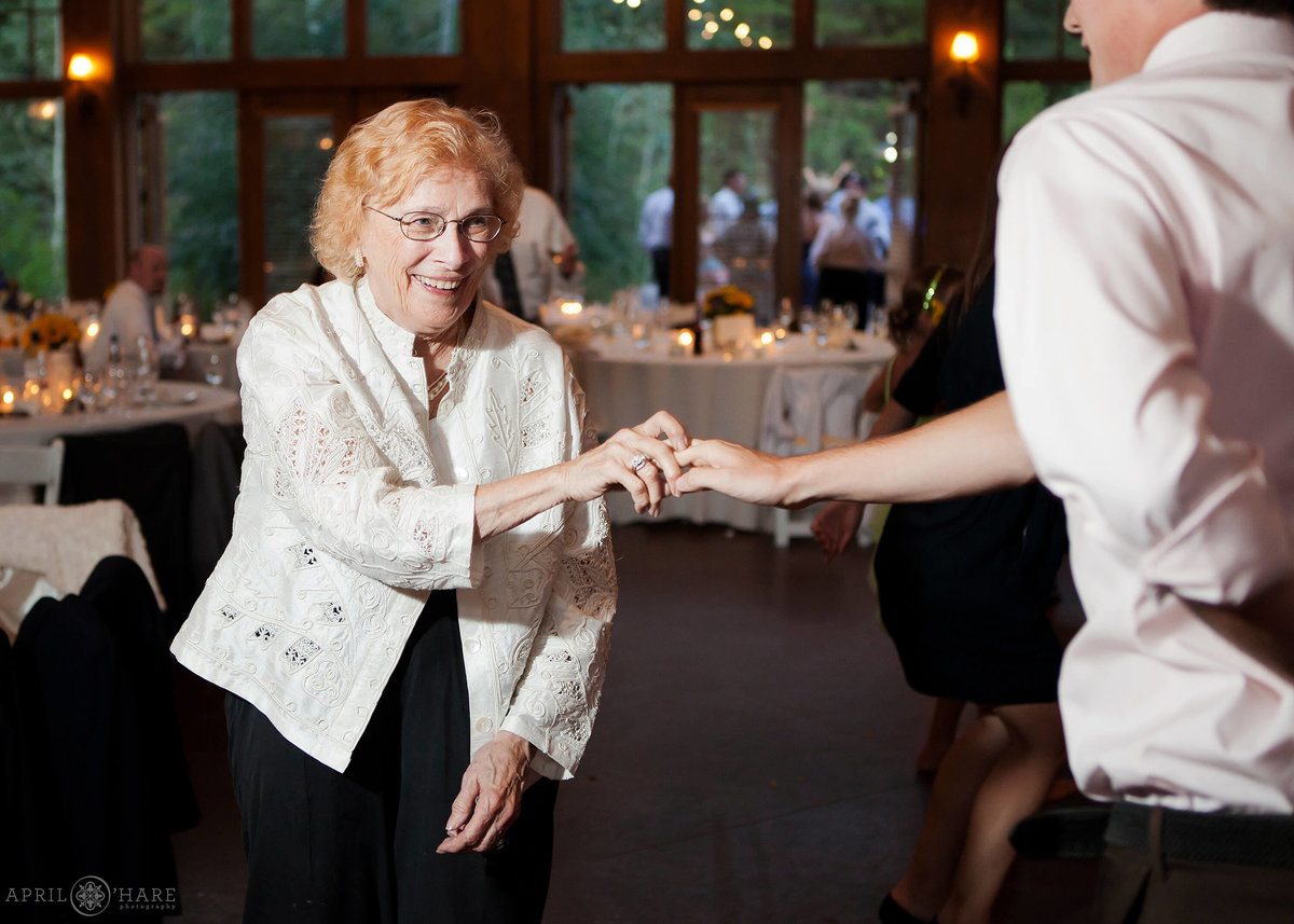 Vail Colorado Donovan Pavilion Wedding Reception Grandma Dancing