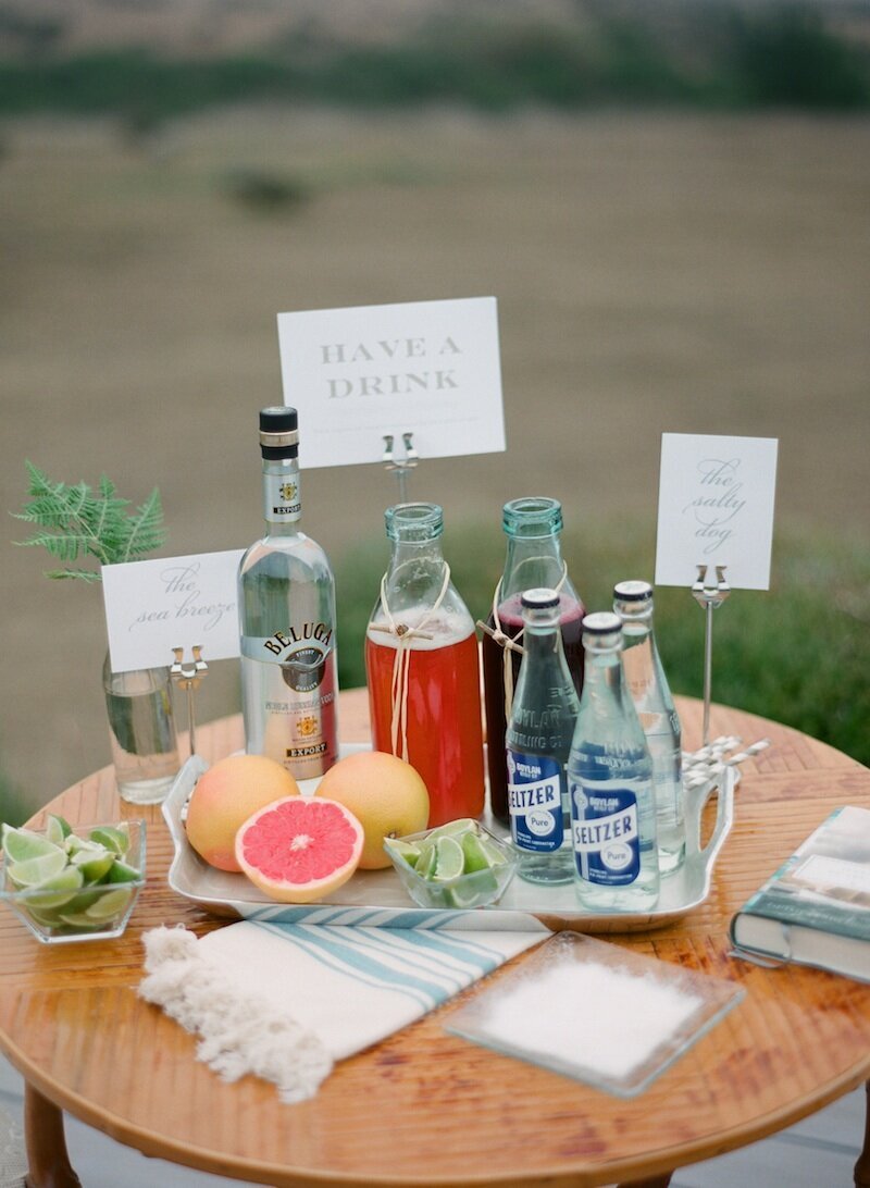 wood table with bar items